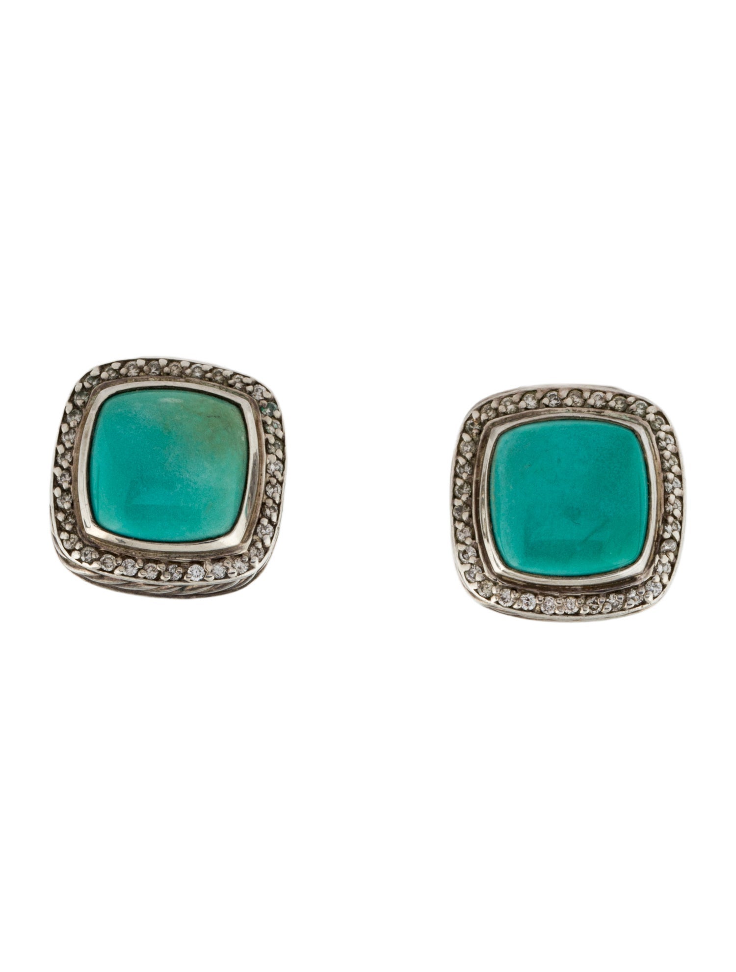 David Yurman Turquoise & Diamond Earclips