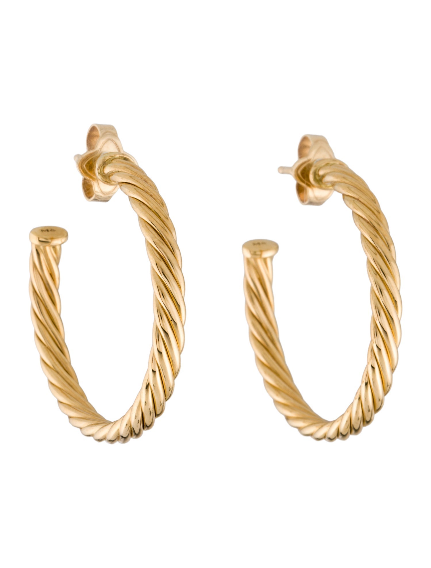 David Yurman 18K Cablespira Hoop Earrings
