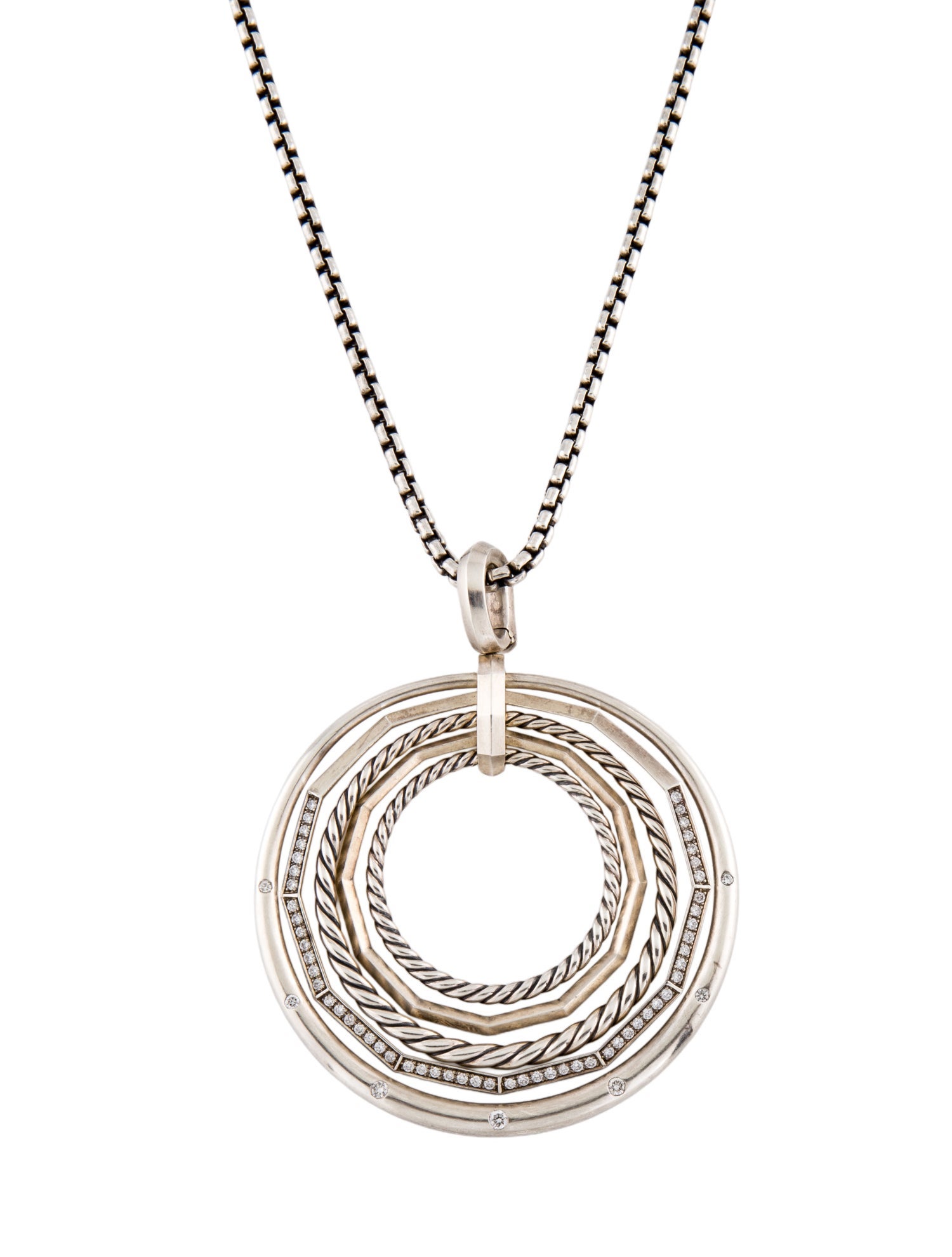 David Yurman Diamond Stax Large Pendant Necklace
