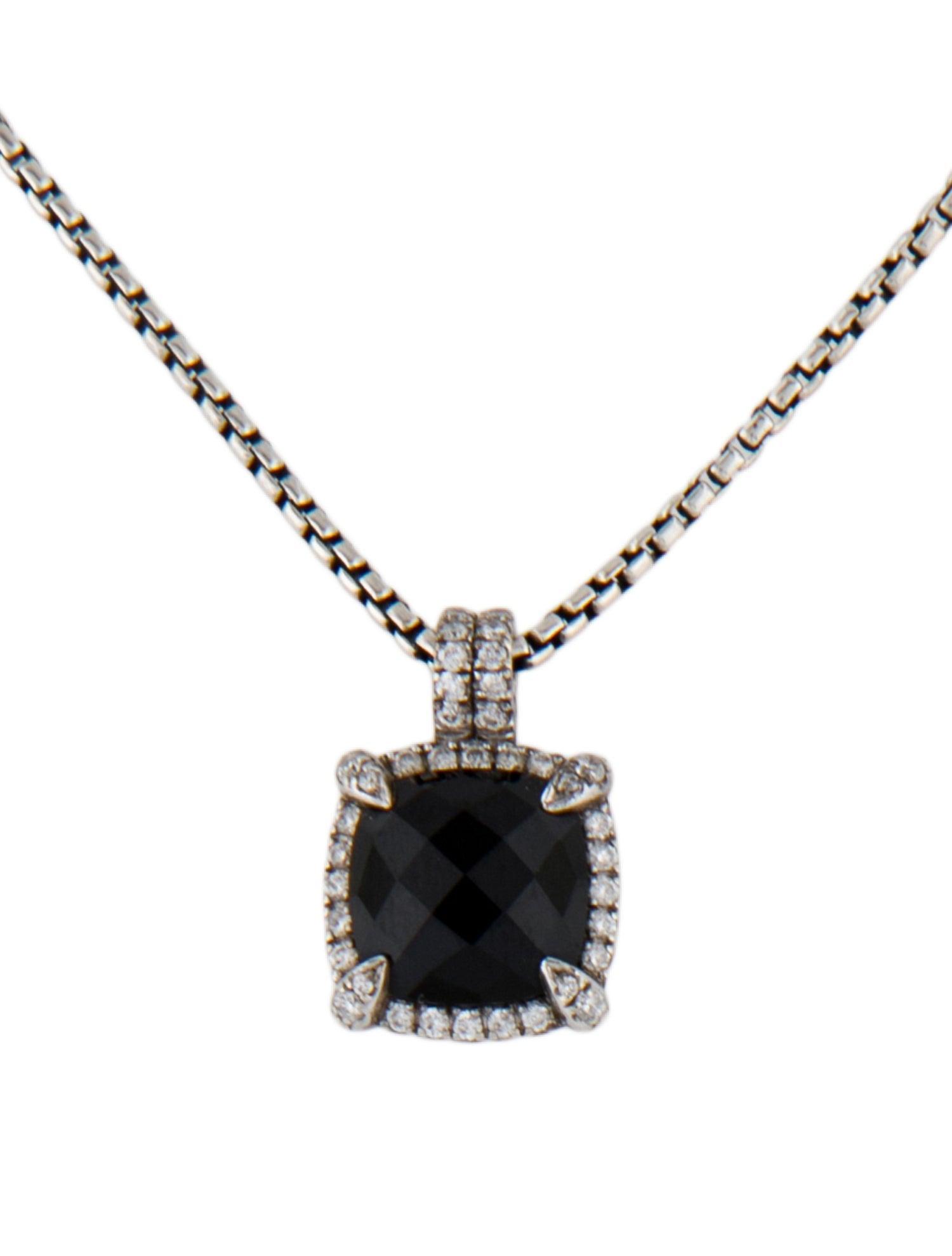 David Yurman Onyx & Diamond Chatelaine Pendant Necklace