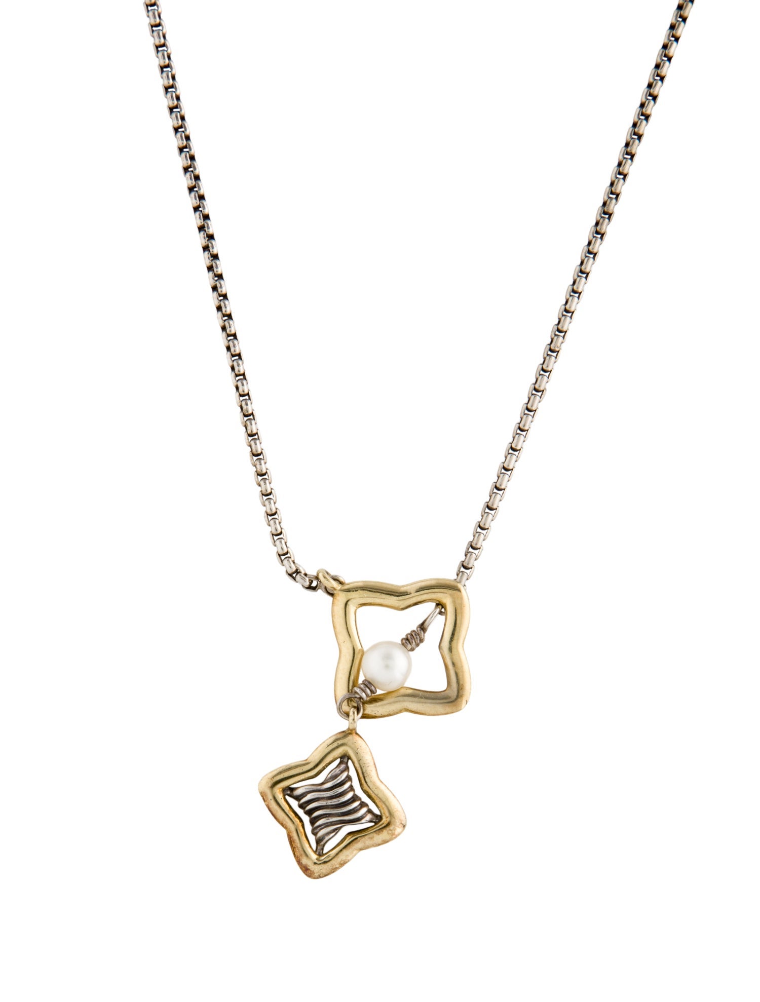 David Yurman Pearl Quatrefoil Lariat Necklace