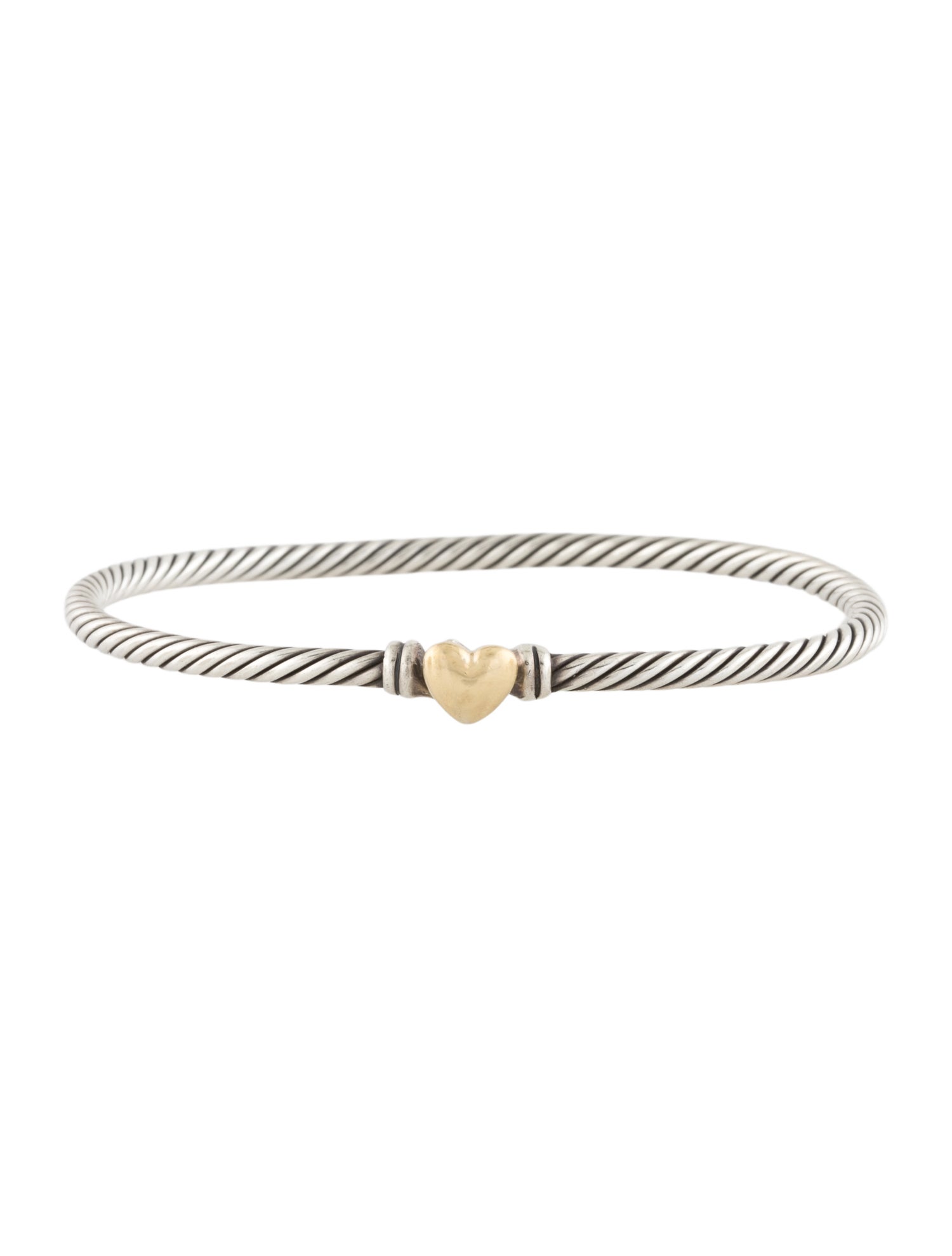 David Yurman Two-Tone Classic Cable Heart Station Bracelet