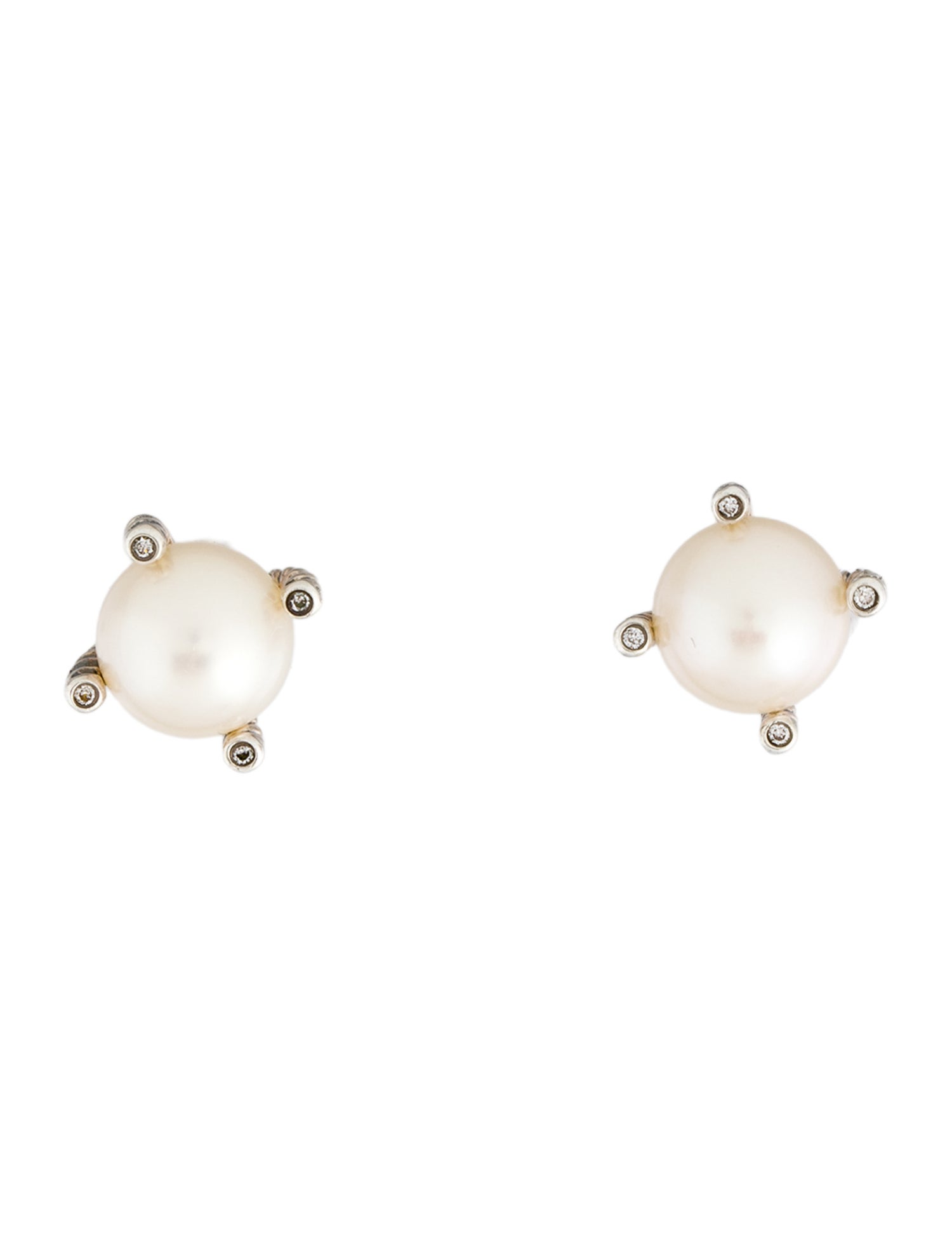 David Yurman Pearl & Diamond Stud Earrings