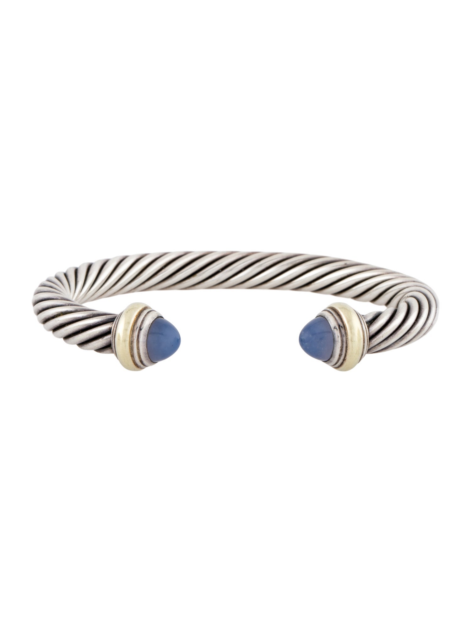 David Yurman Two-Tone Chalcedony Cable Cuff Bracelet