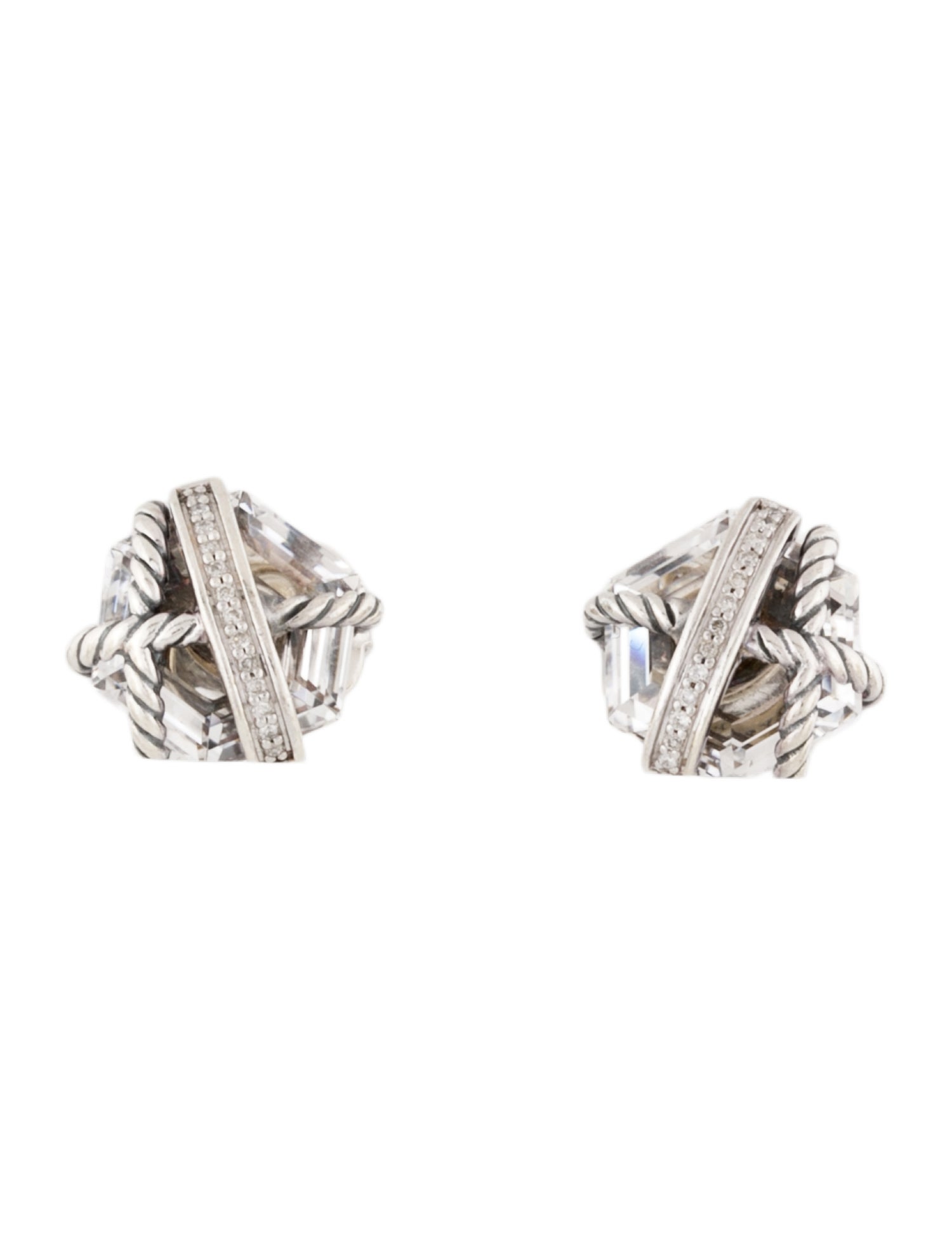 David Yurman Quartz & Diamond Cable Wrap Stud Earrings