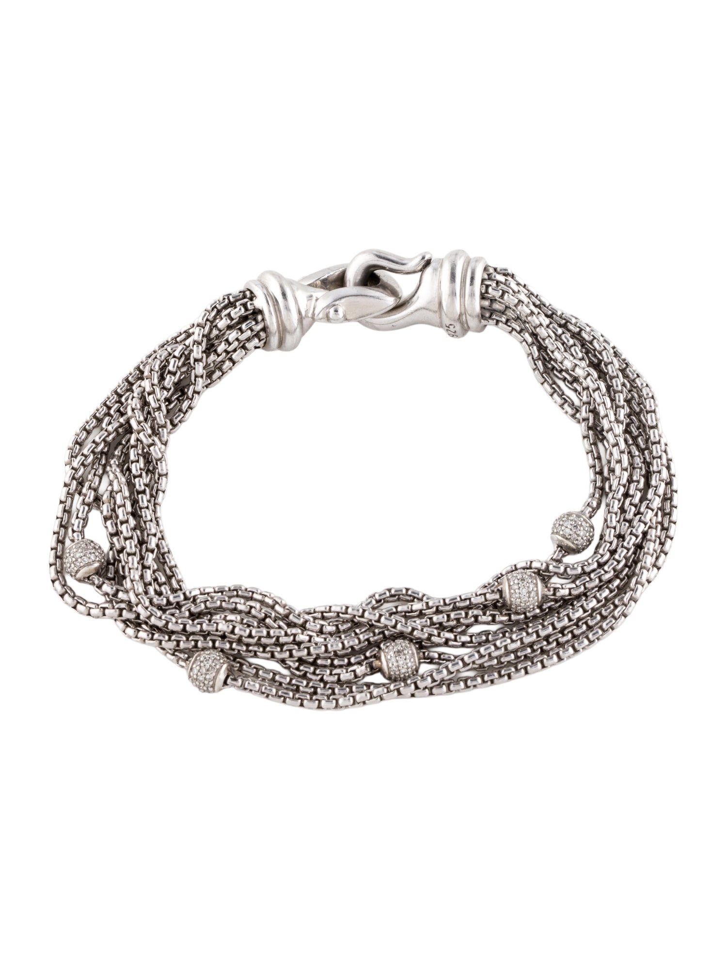 David Yurman Diamond Ball Station Multistrand Bracelet