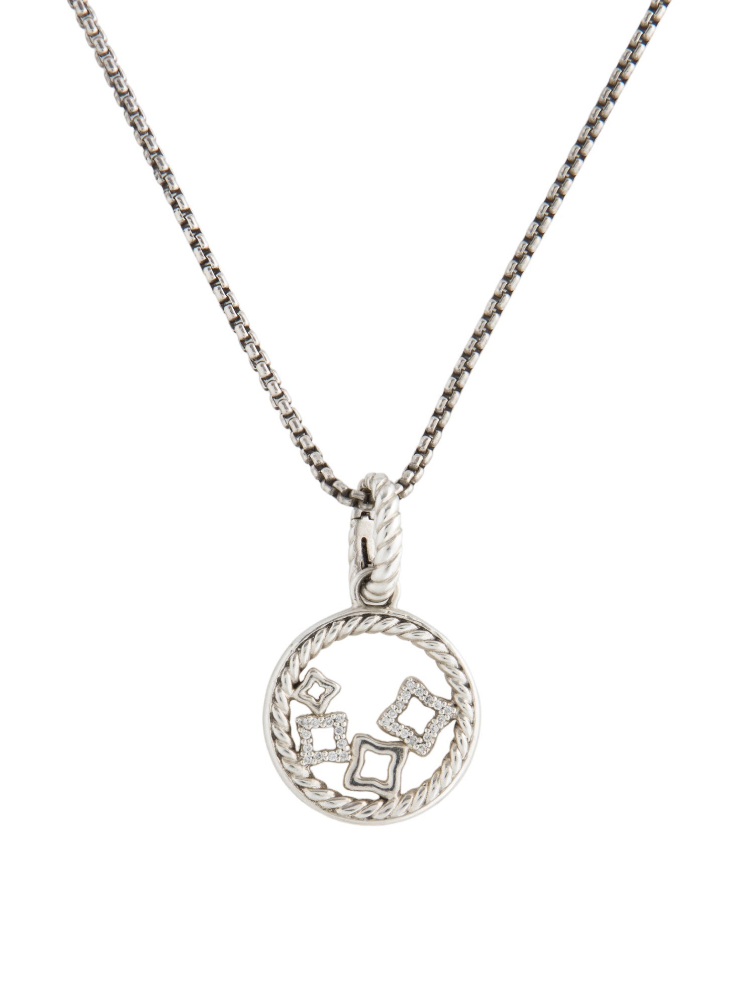 David Yurman Diamond Quatrefoil Enhancer Pendant Necklace
