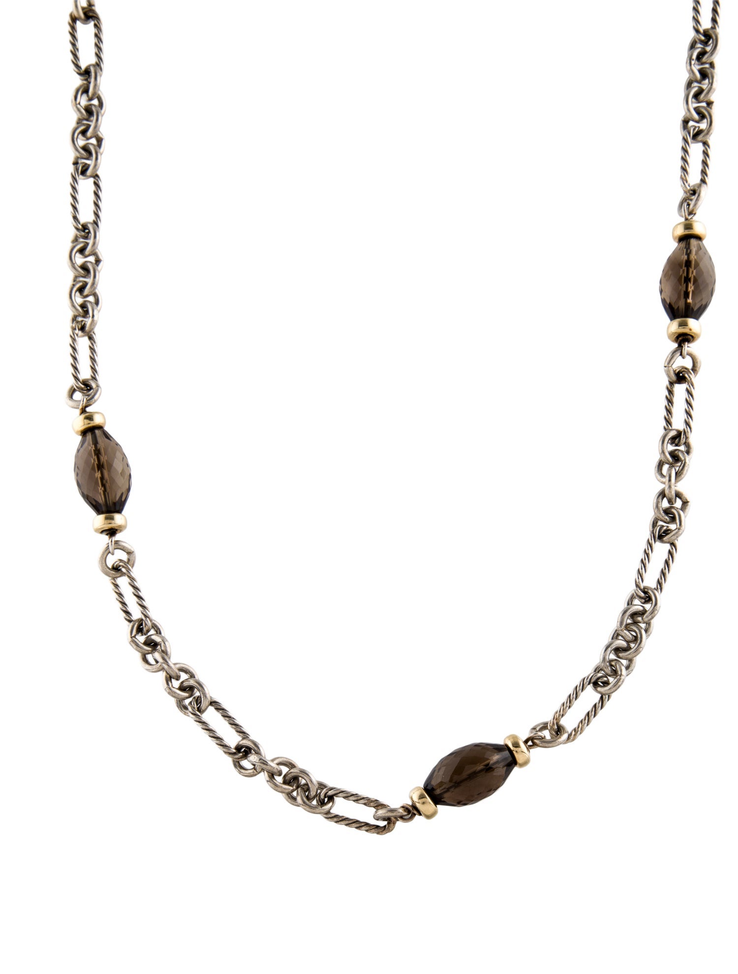 David Yurman Smoky Quartz Figaro Station Necklace
