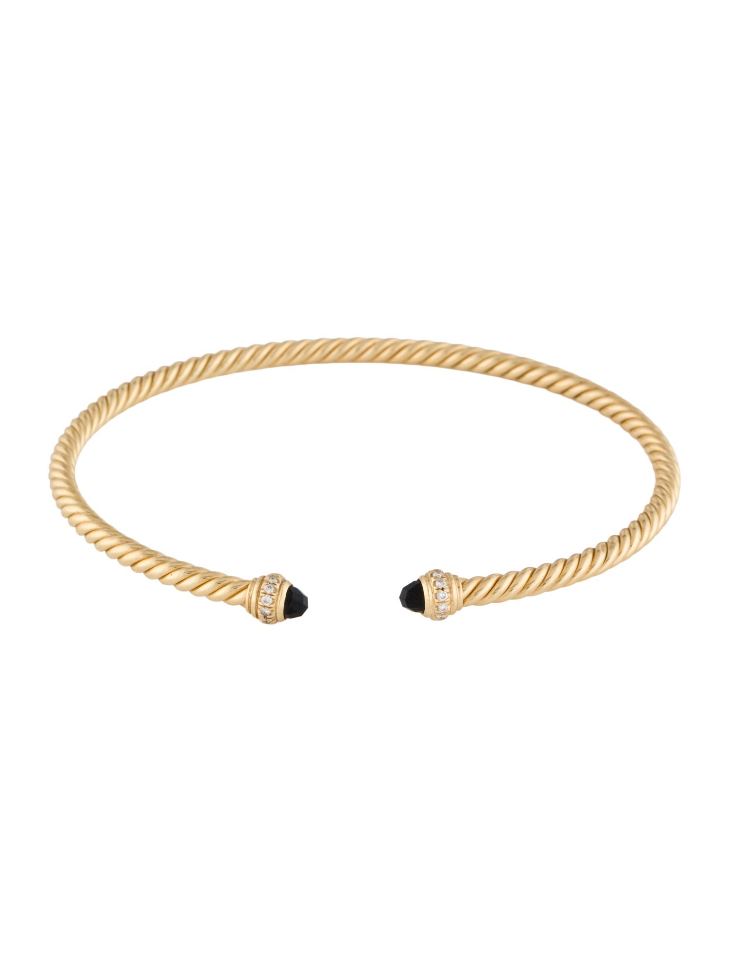 David Yurman 18K Onyx & Diamond Cablespira Cuff Bracelet