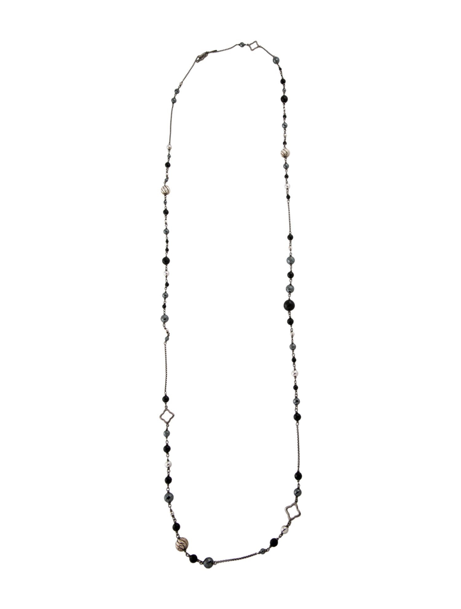 David Yurman Onyx & Hematine Elements Chain Necklace