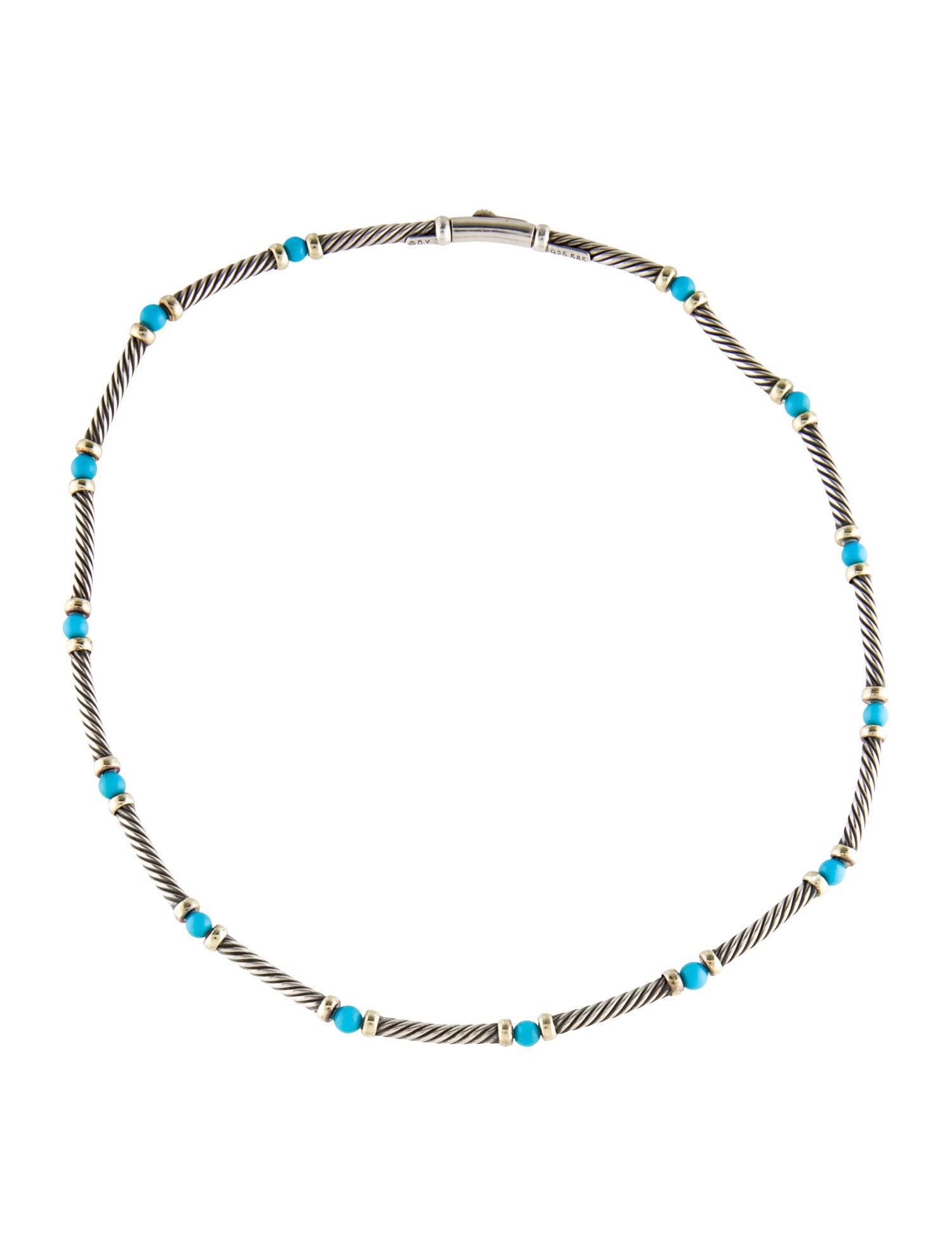 David Yurman Turquoise Cable Station Necklace