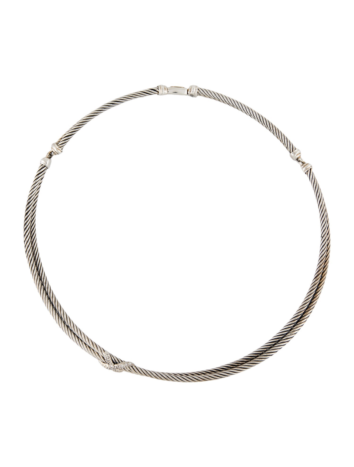 David Yurman Diamond X Crossover Collar Necklace