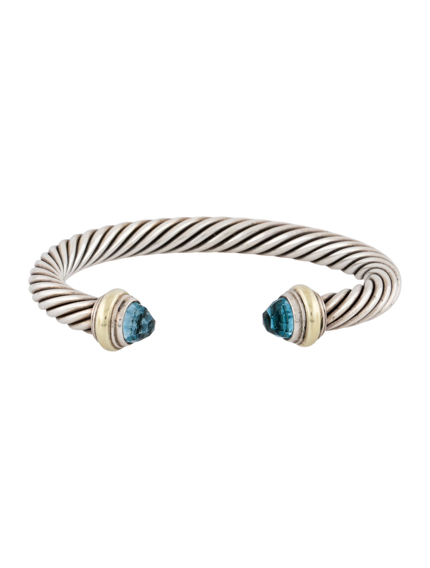 David Yurman Aquamarine Cable Cuff Bracelet