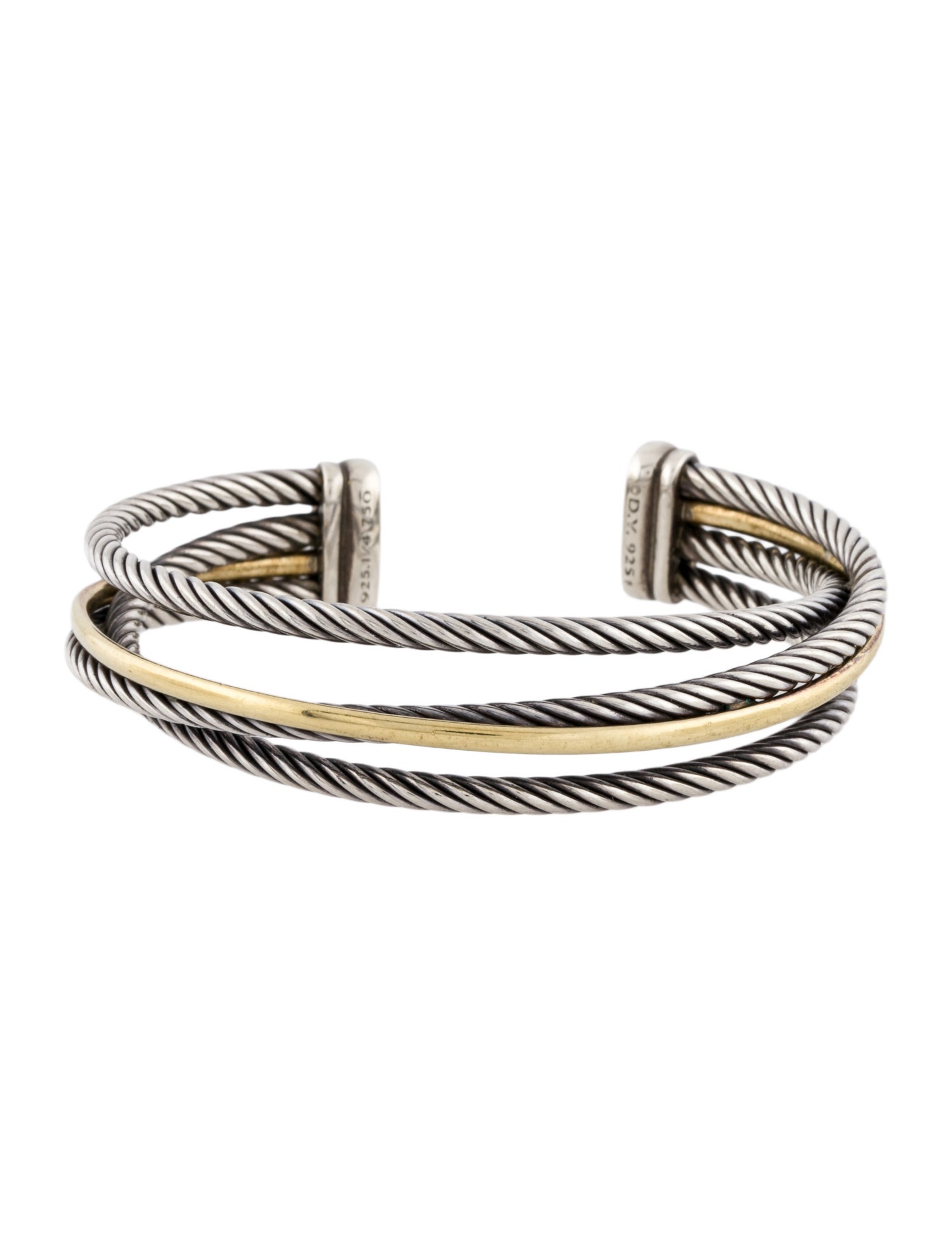 David Yurman Two-Tone Crossover Three Row Cuff