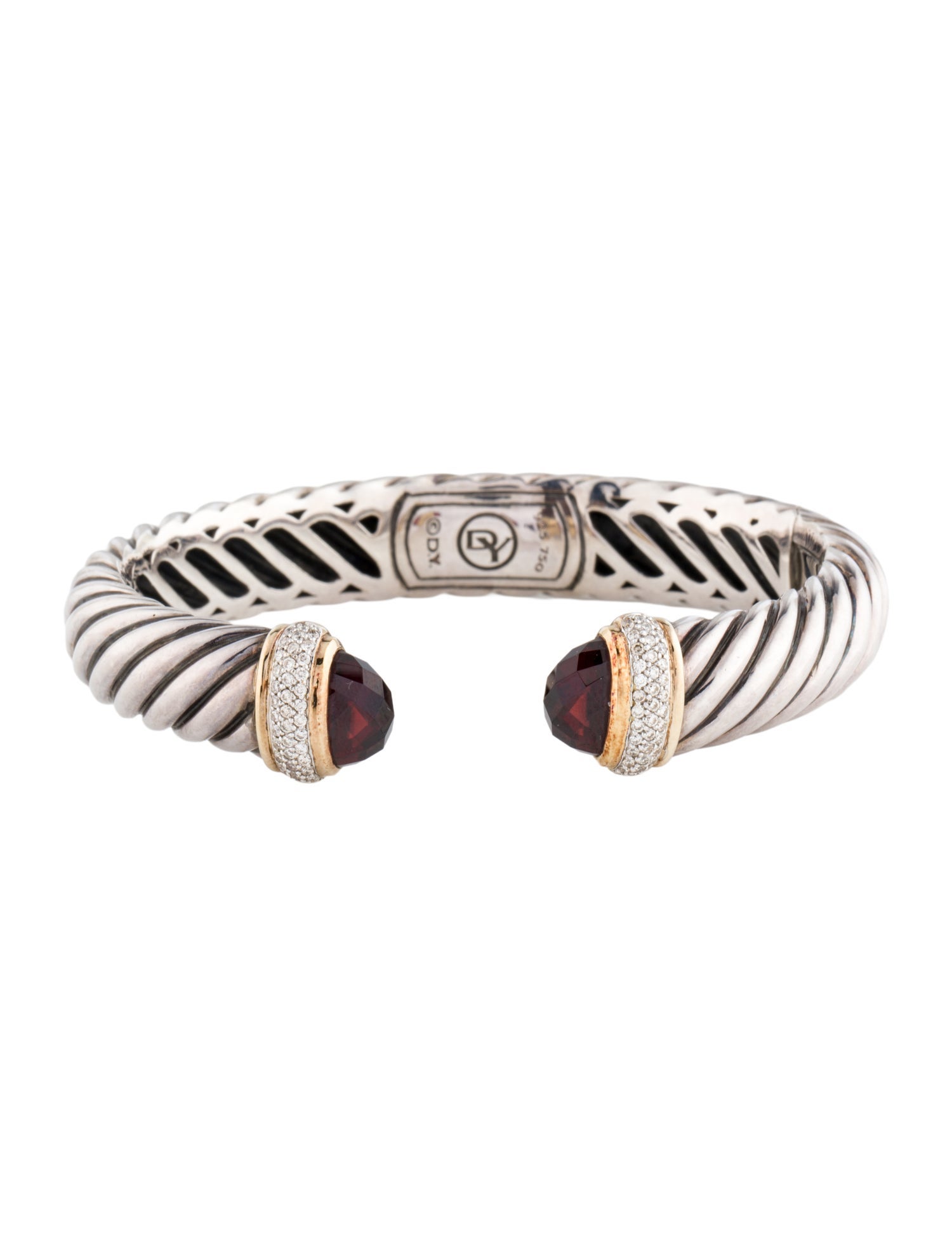 David Yurman Garnet & Diamond Waverly Cuff Bracelet