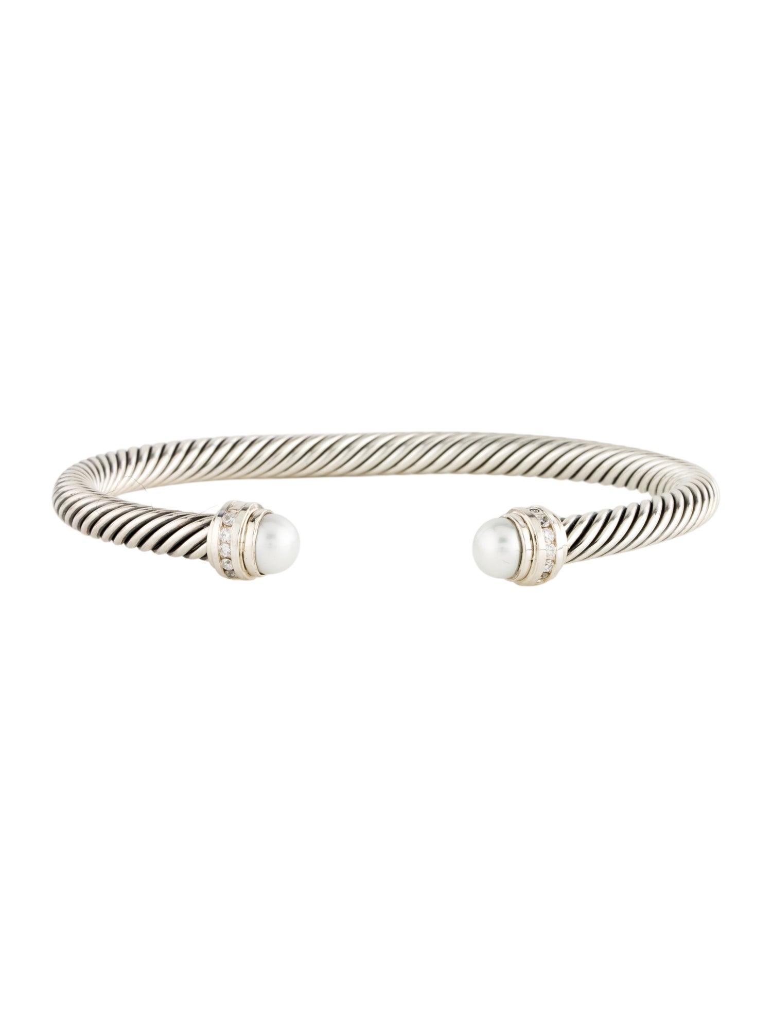 David Yurman Pearl & Diamond Classic Cable Bracelet
