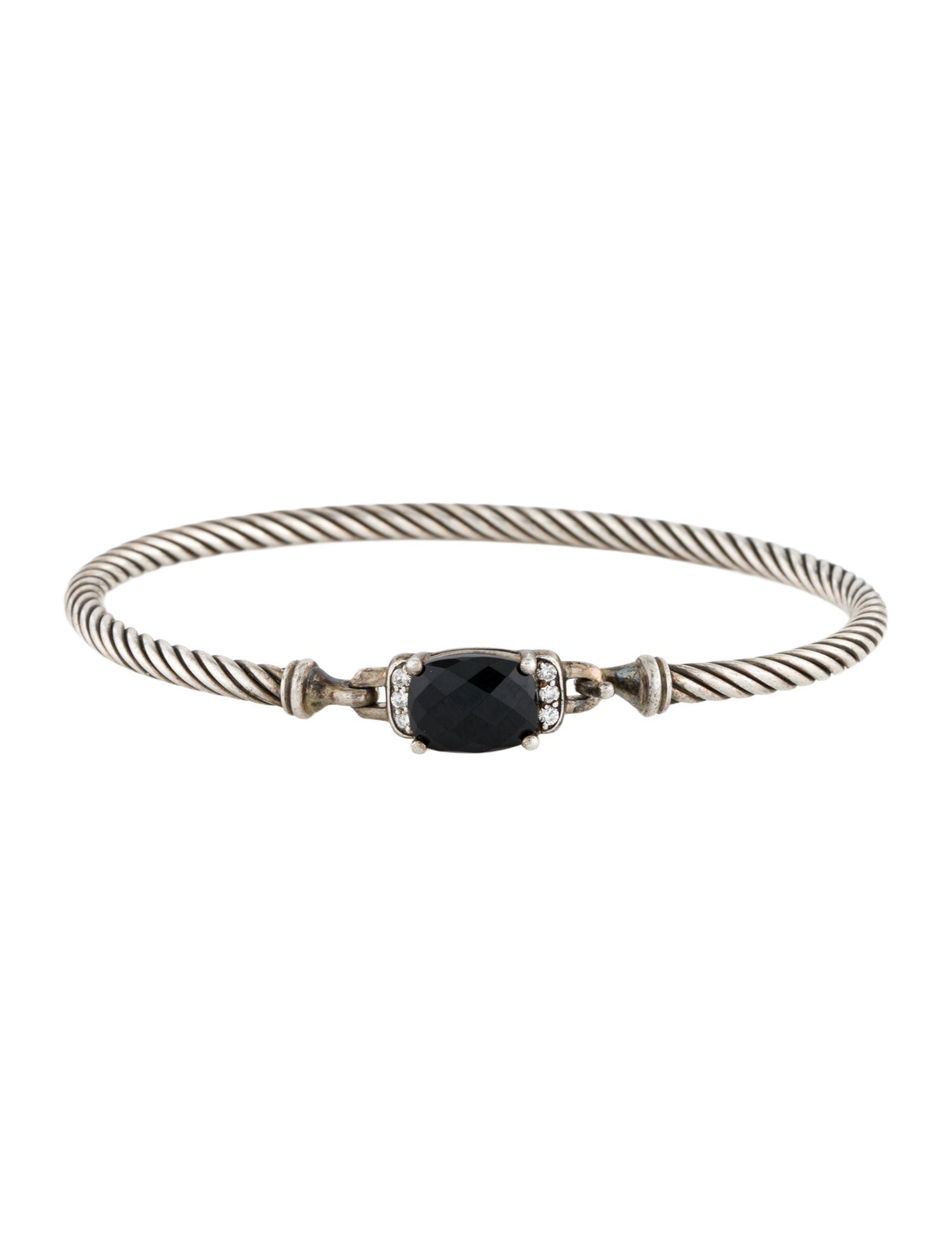 David Yurman Onyx & Diamond Petite Wheaton Bracelet