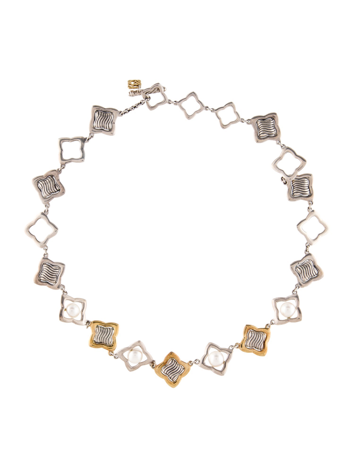 David Yurman Pearl Quatrefoil Station Necklace