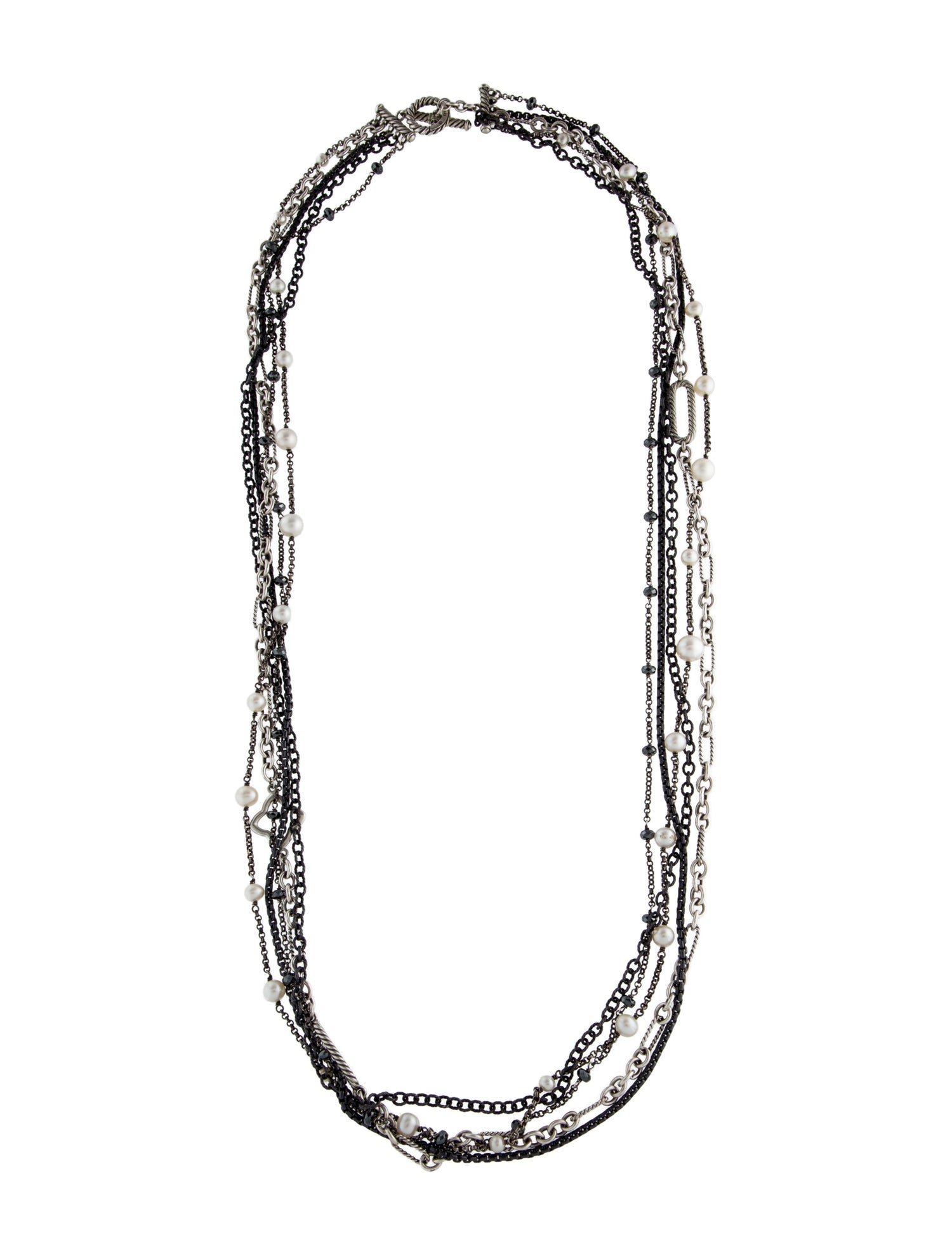 David Yurman Pearl & Hematine Station Multi-Strand Necklace