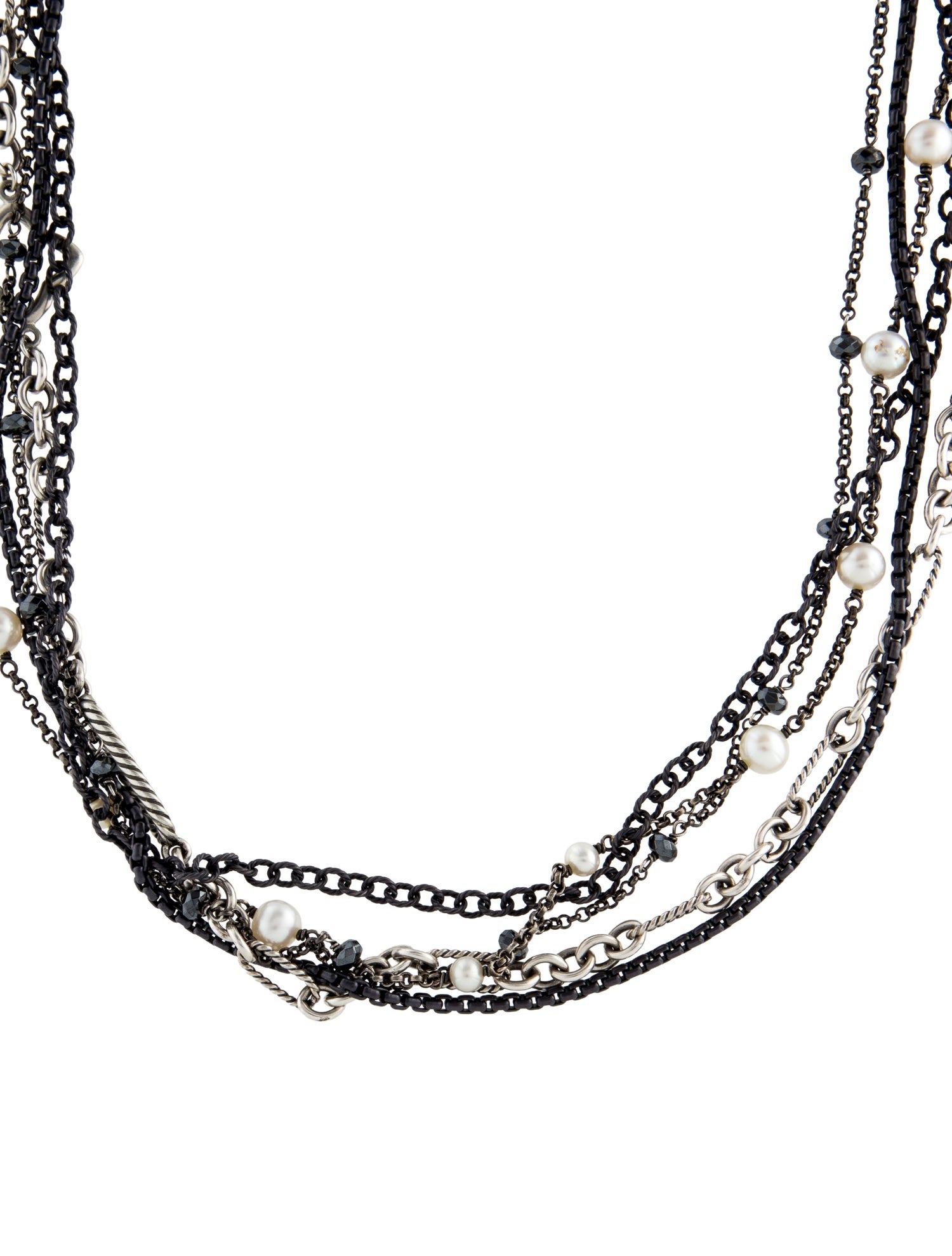 David Yurman Pearl & Hematine Station Multi-Strand Necklace