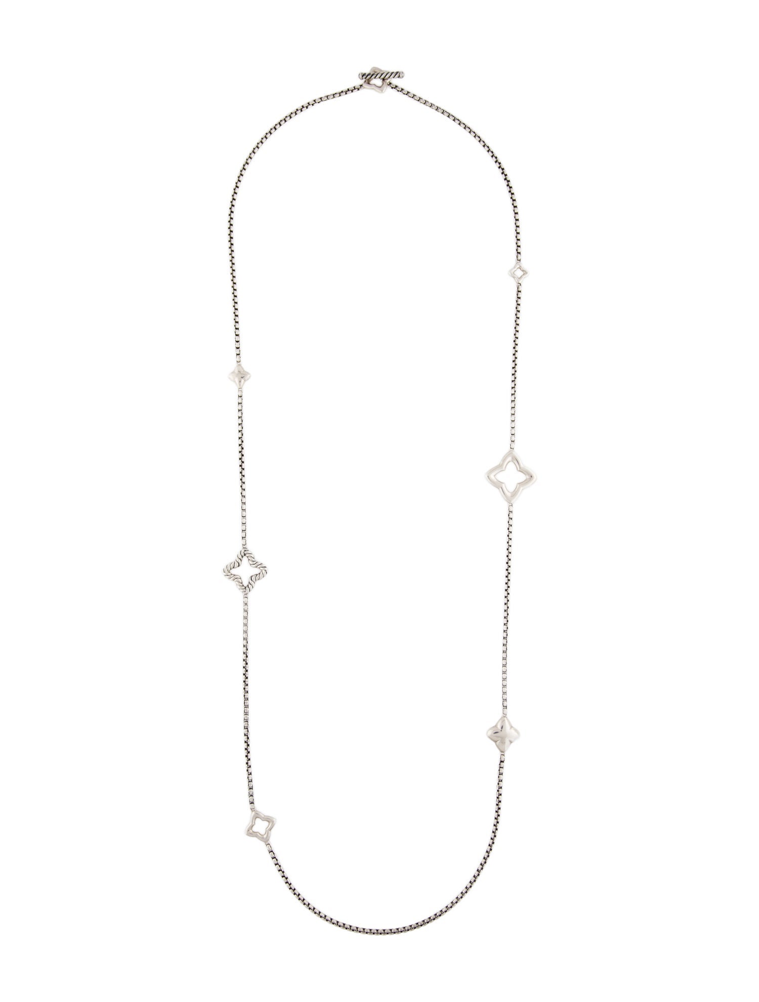 David Yurman Quatrefoil Box Chain Station Necklace