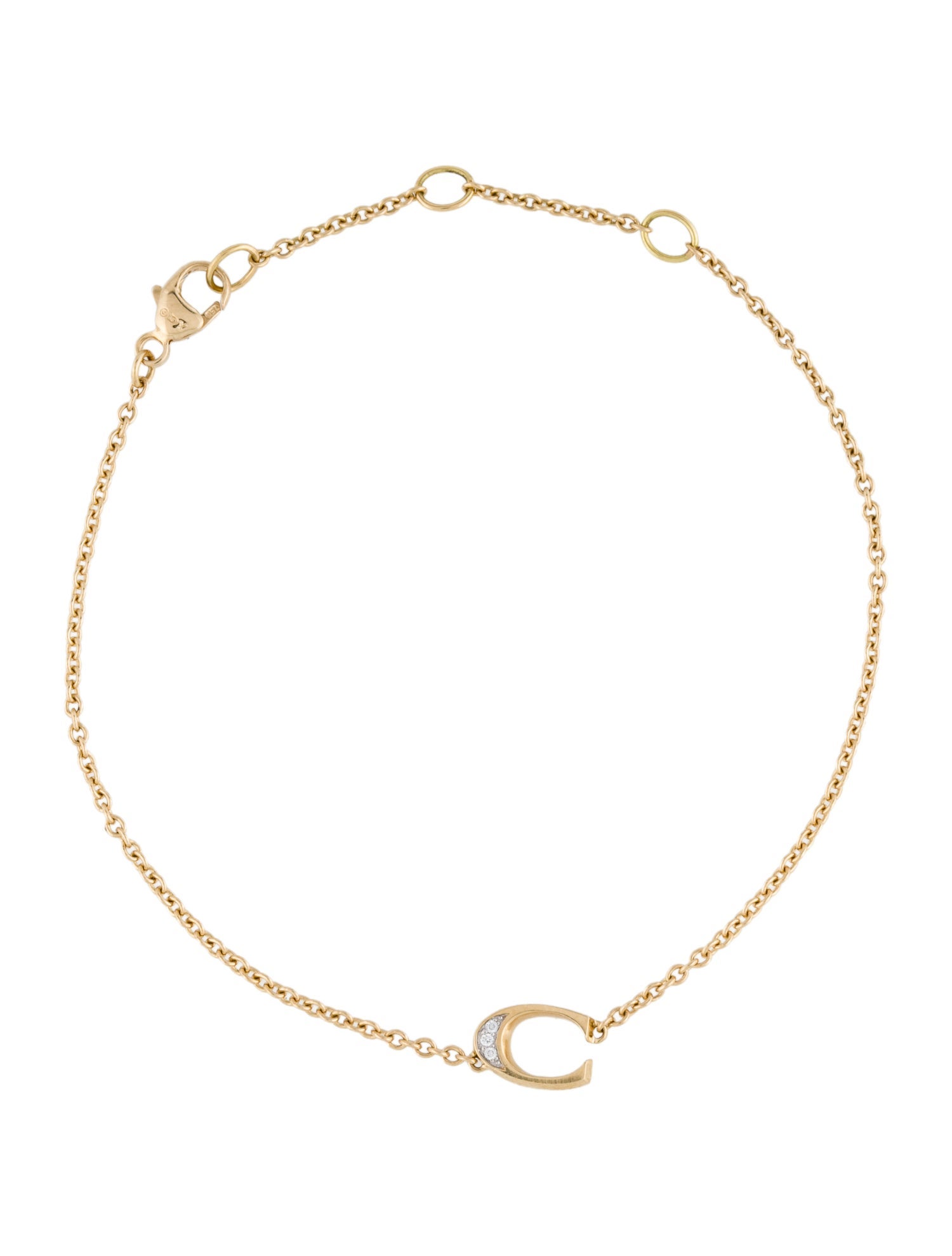 David Yurman 18K Diamond Petite Pavé 'C' Initial Chain Bracelet