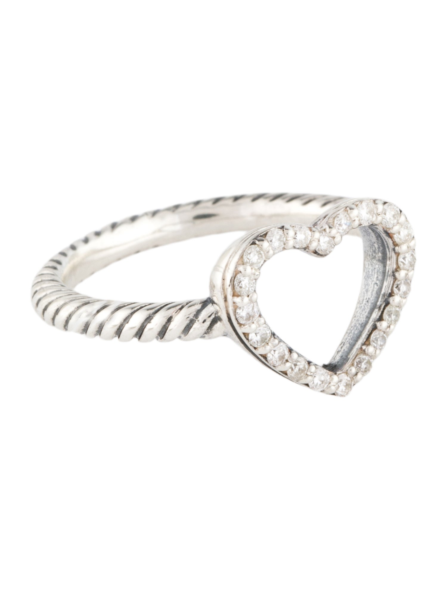 David Yurman Diamond Open Heart Cable Cocktail Ring