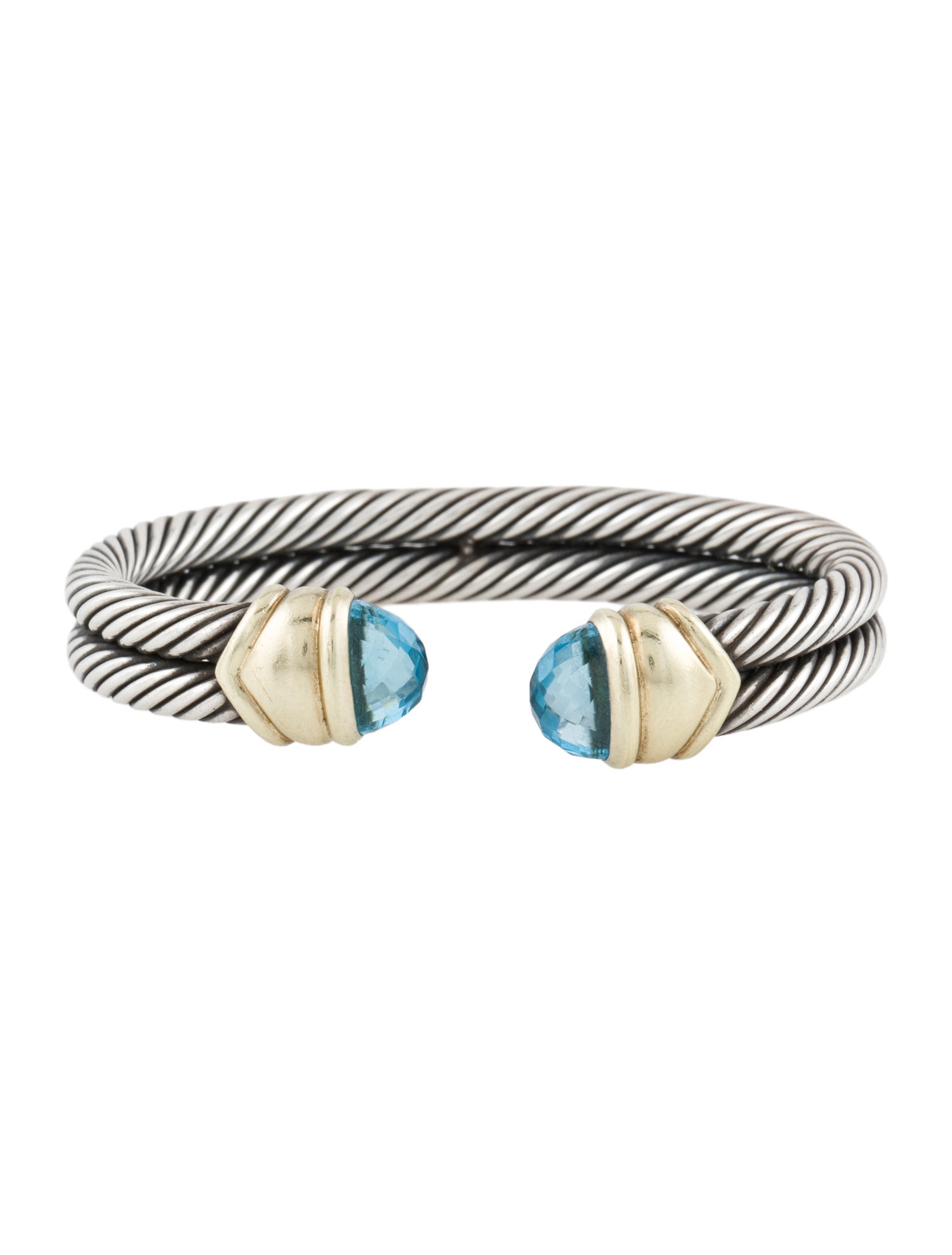 David Yurman Two-Tone Topaz Double Cable Bracelet