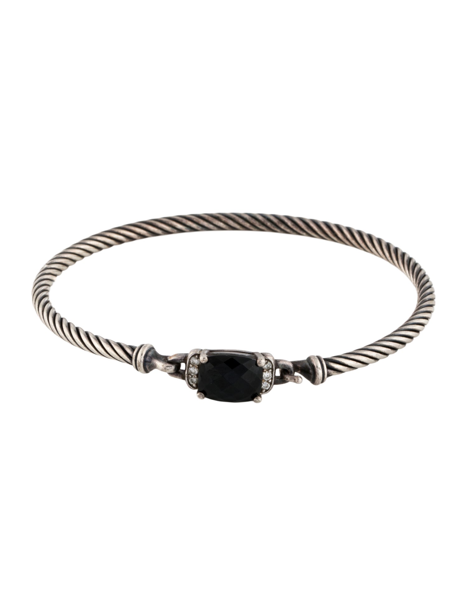 David Yurman Onyx & Diamond Petite Wheaton Bracelet