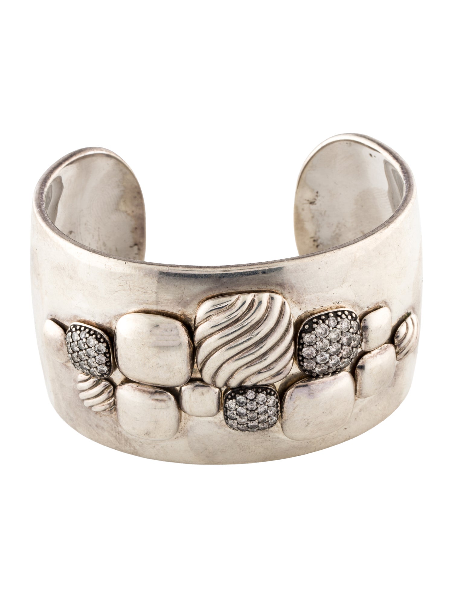 David Yurman Diamond Chiclet Cuff Bracelet