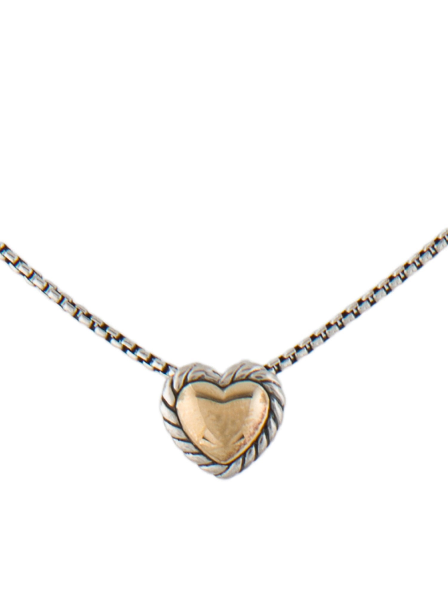 David Yurman Two-Tone Cable Cookie Classic Heart Necklace
