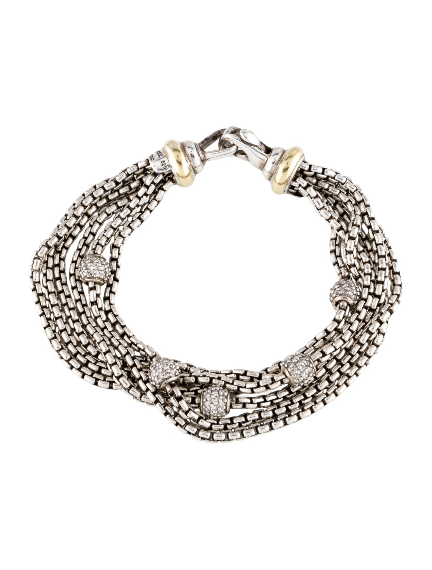 David Yurman Diamond Ball Station Multistrand Bracelet