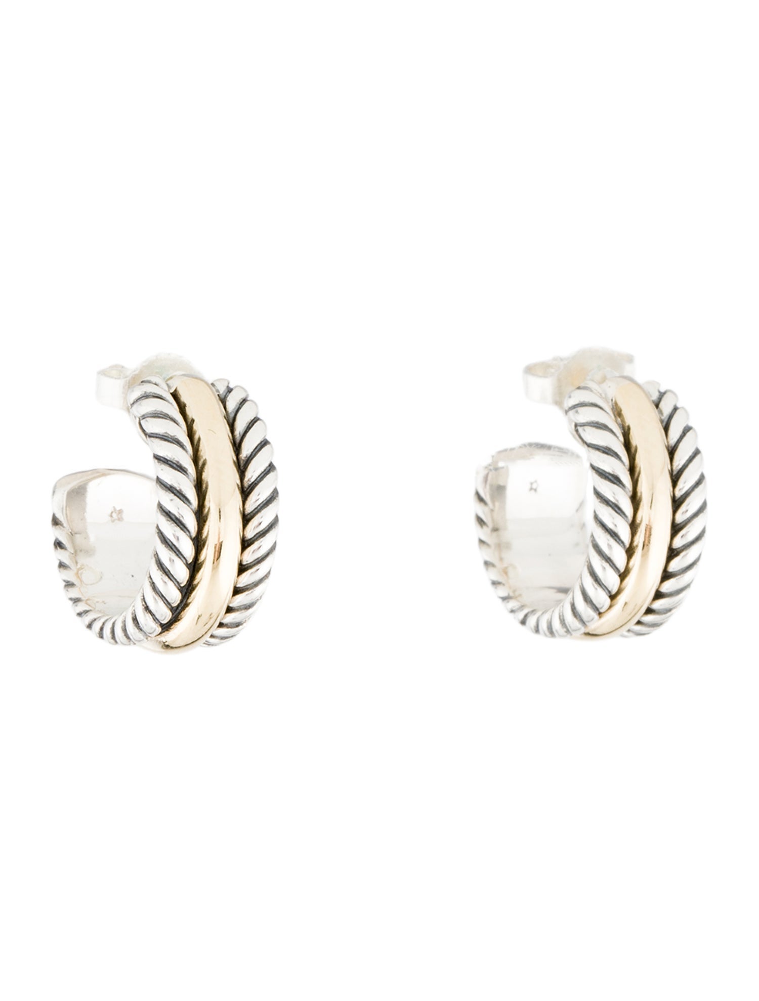 David Yurman Two-Tone Cable Collectibles Huggie Hoop Earrings