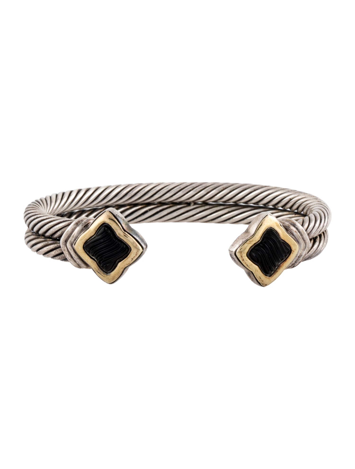 David Yurman Onyx Quatrefoil Double Row Cuff