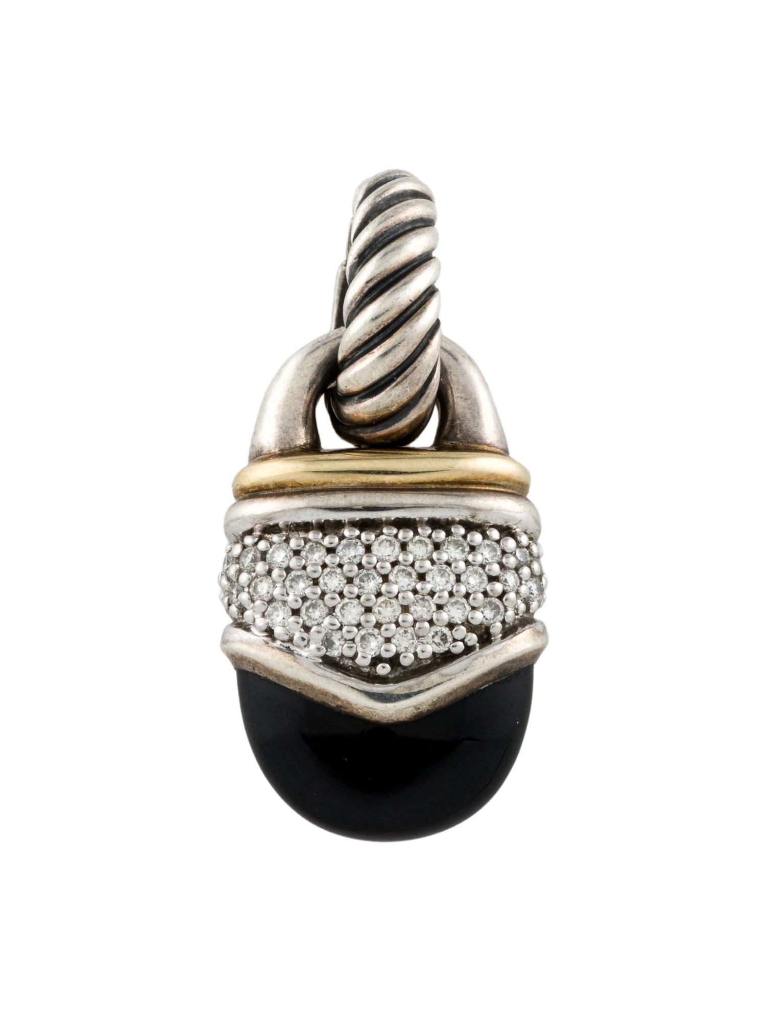 David Yurman Onyx & Diamond Acorn Pendant