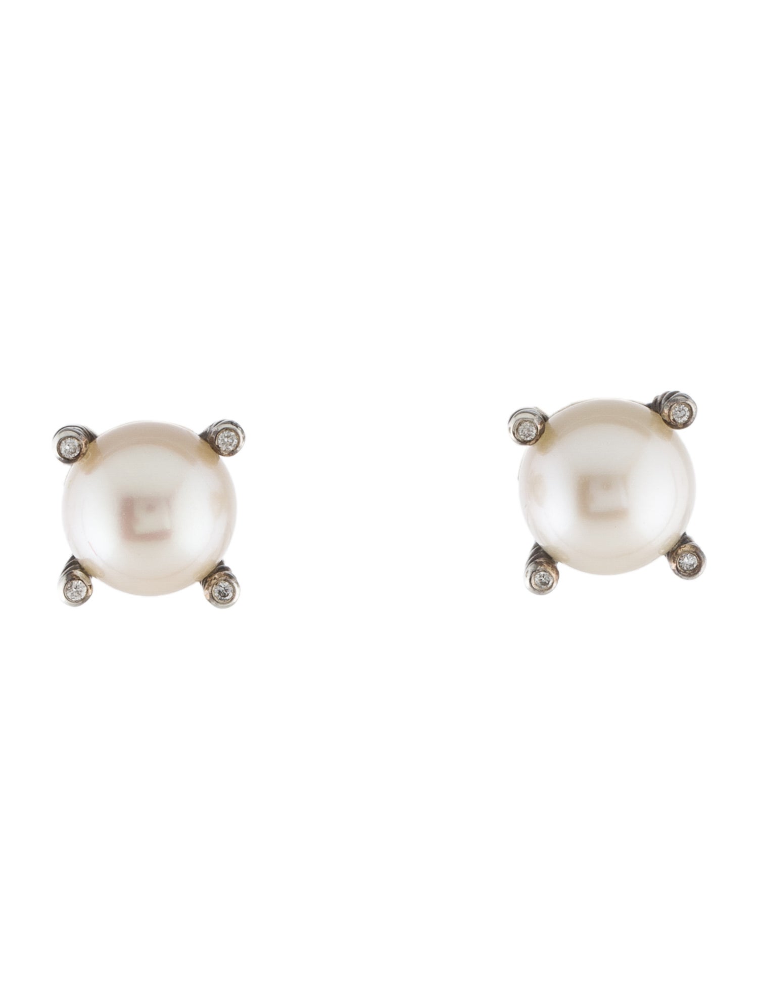 David Yurman Pearl & Diamond Stud Earrings