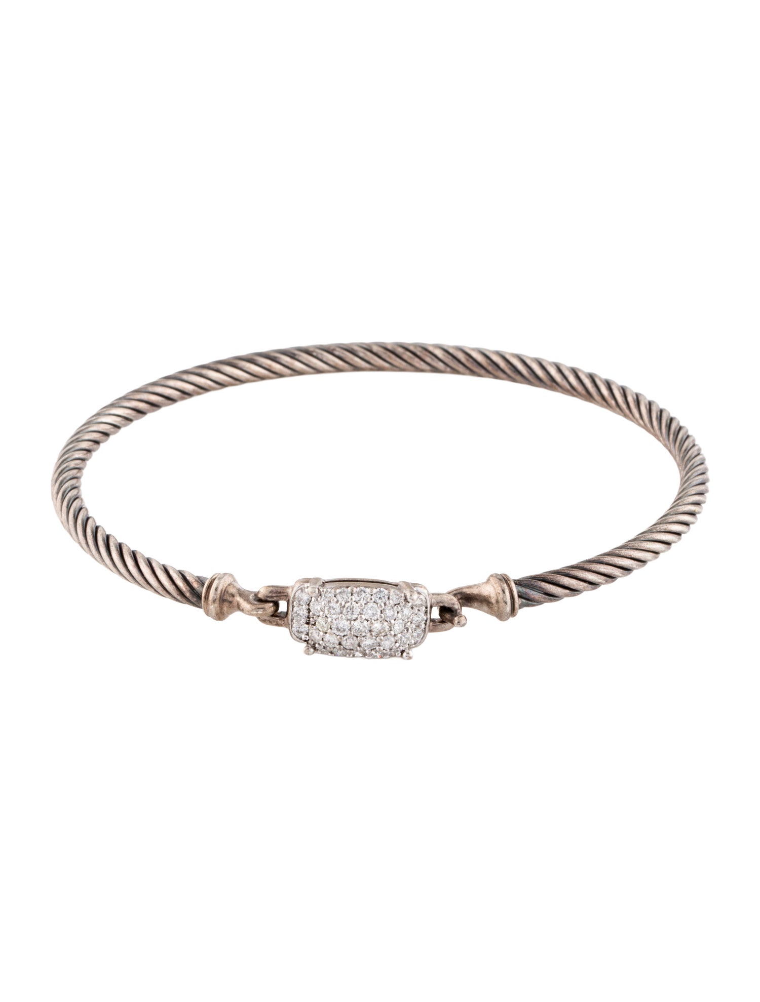 David Yurman Diamond Petite Wheaton Station Bangle Bracelet