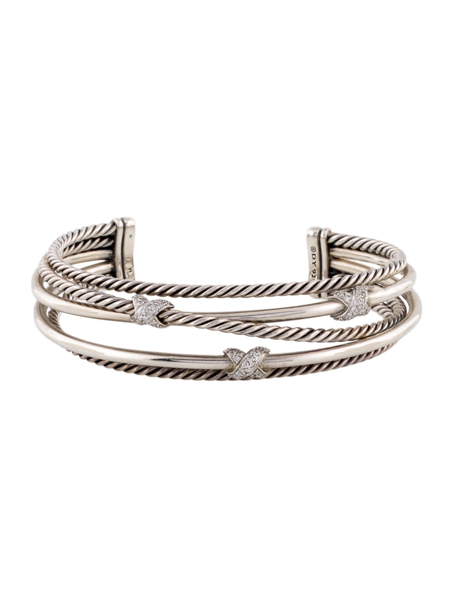 David Yurman Diamond Five Row X Station Bracelet