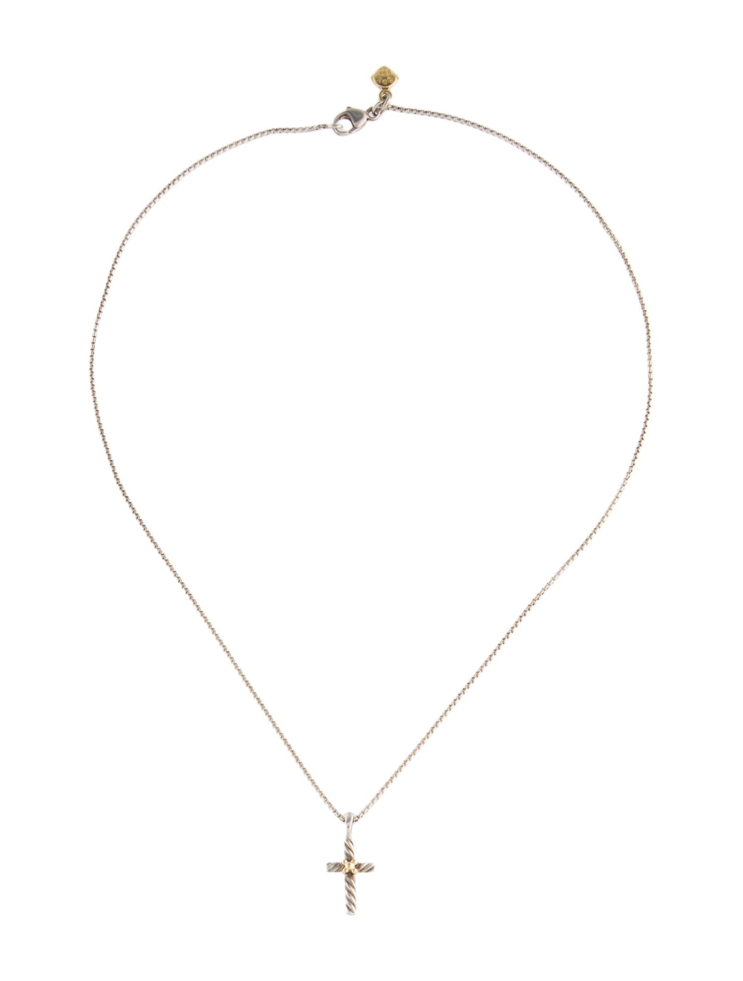 David Yurman Two-Tone Cable Kids Cross Pendant Necklace