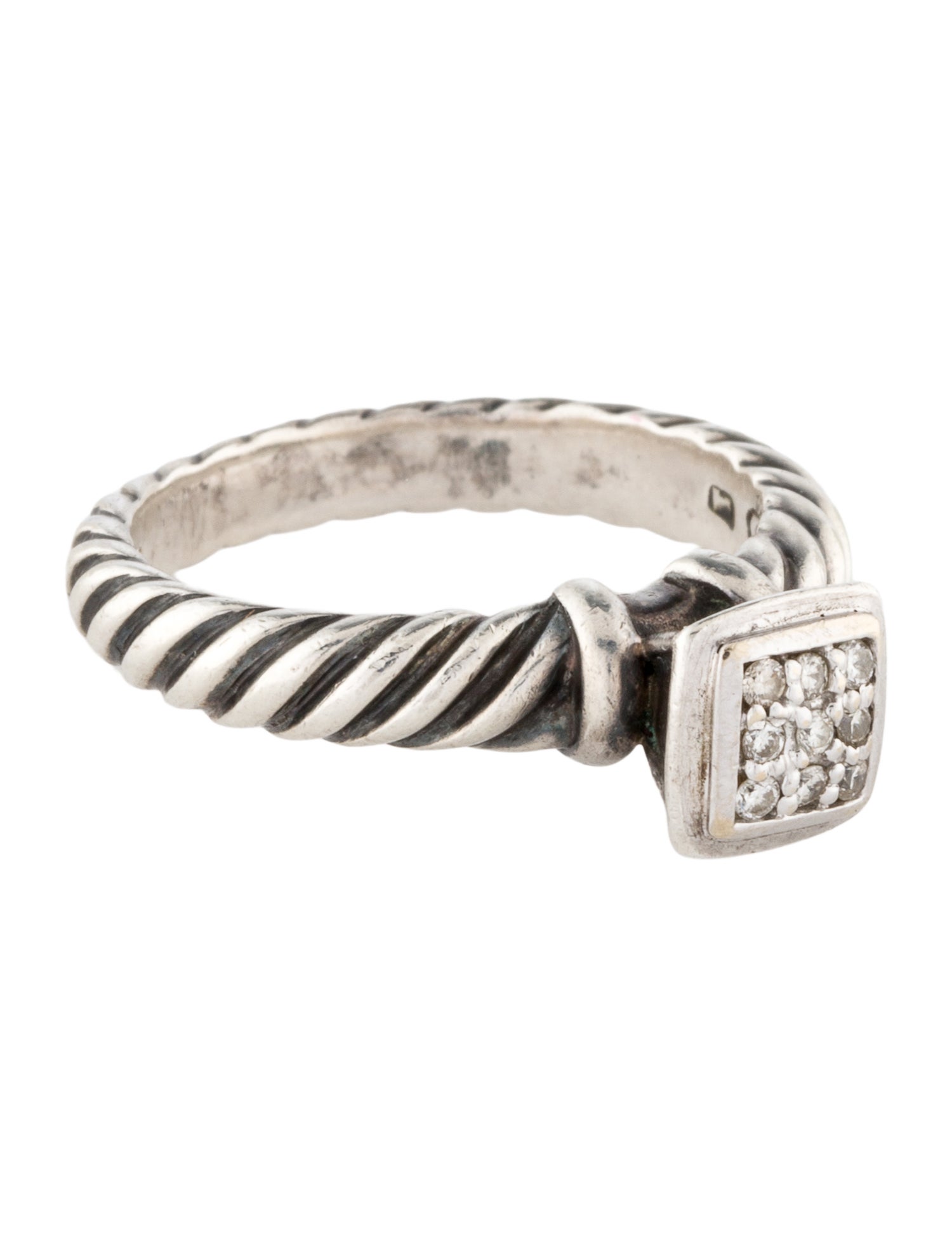 David Yurman Diamond Pave Square Stacking Ring