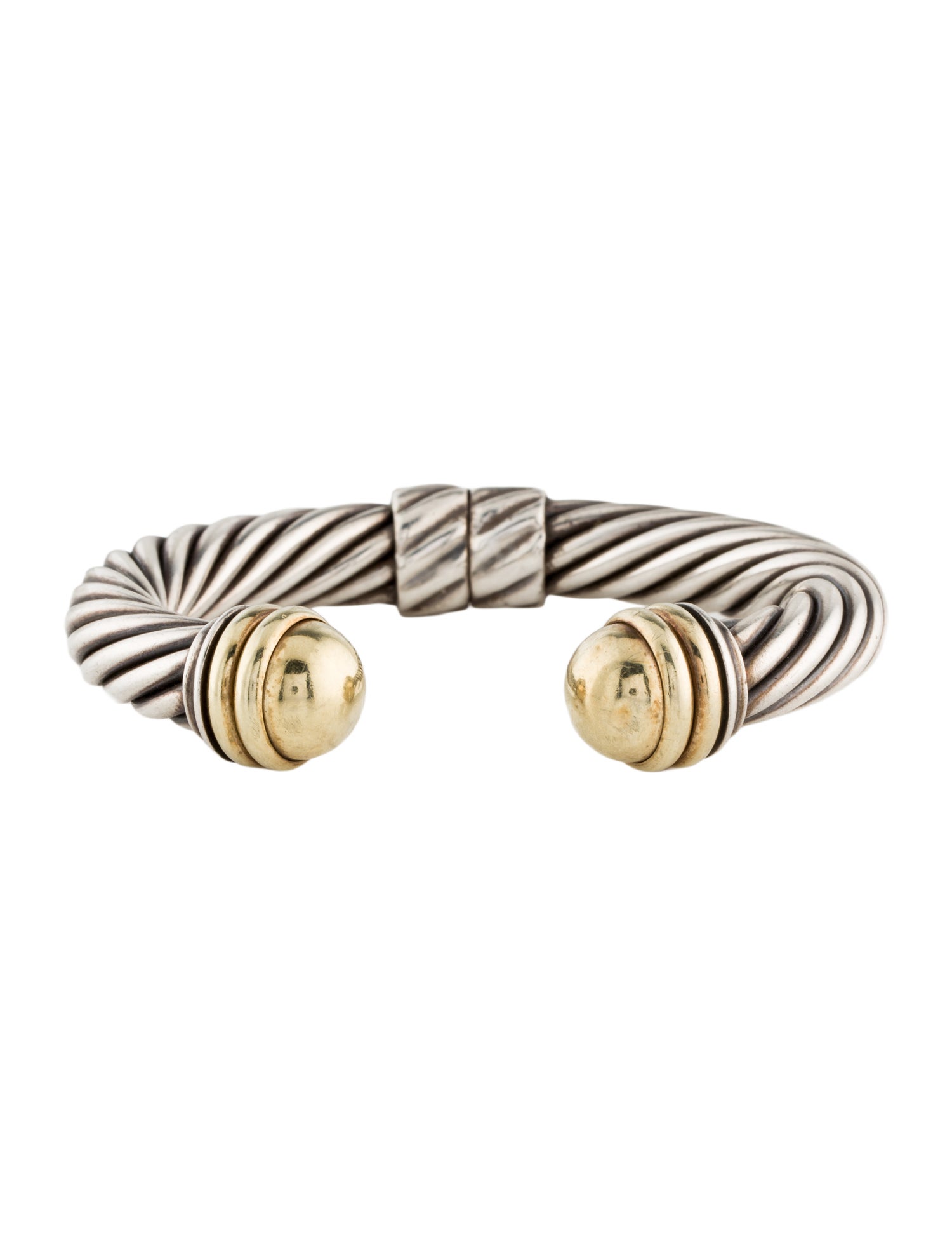 David Yurman Two-Tone Dome Cable Hinged Cuff Bracelet