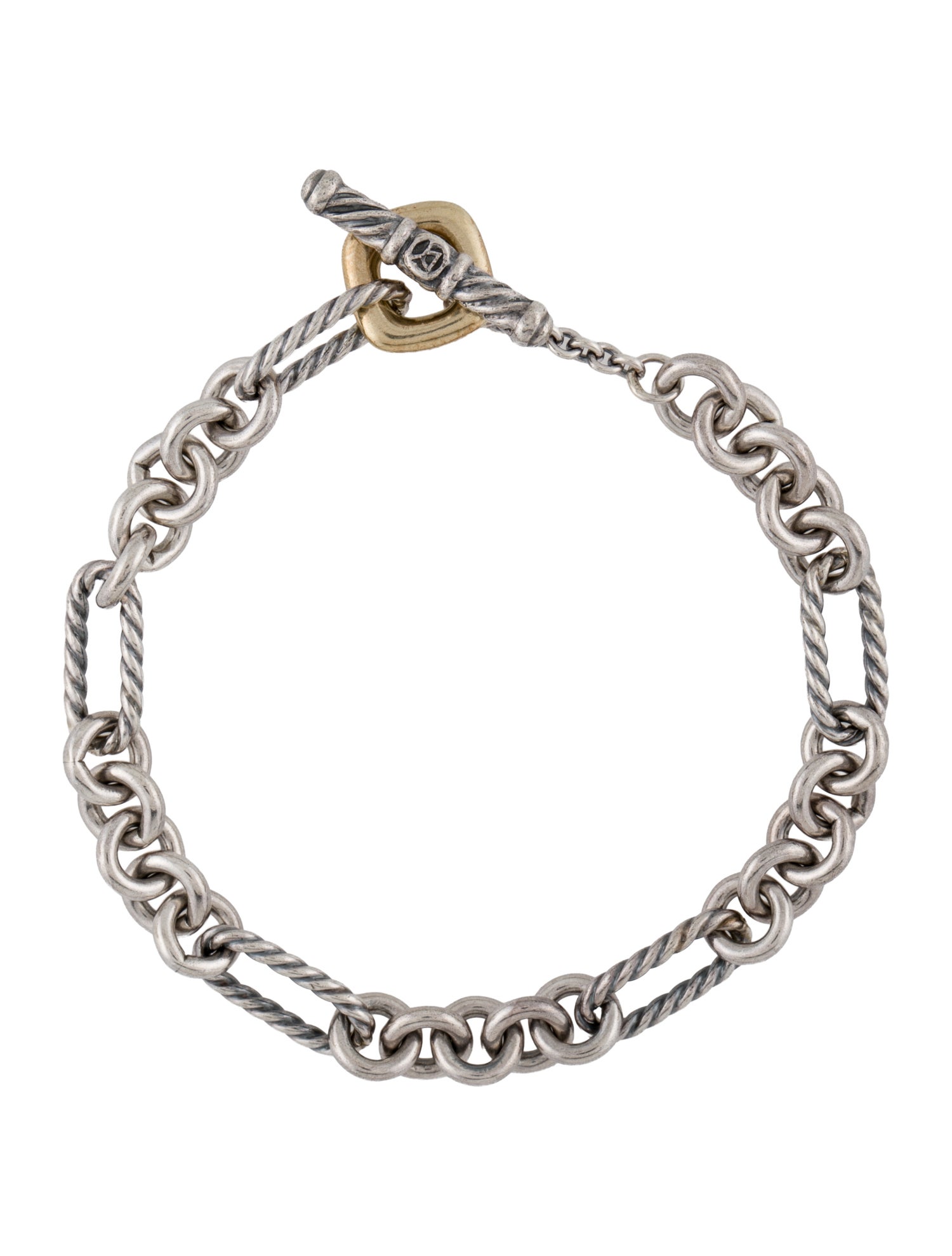 David Yurman Two-Tone Figaro Chain Toggle Bracelet
