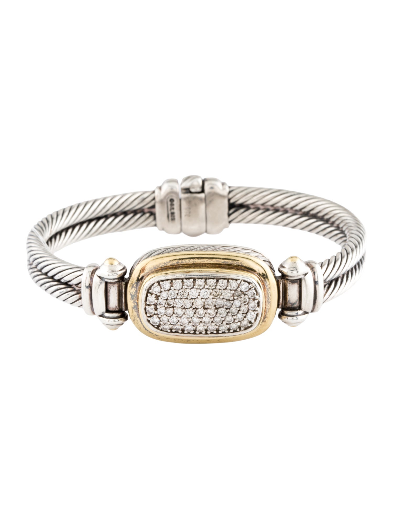 David Yurman 1.07ctw Diamond Albion Station Bangle Bracelet