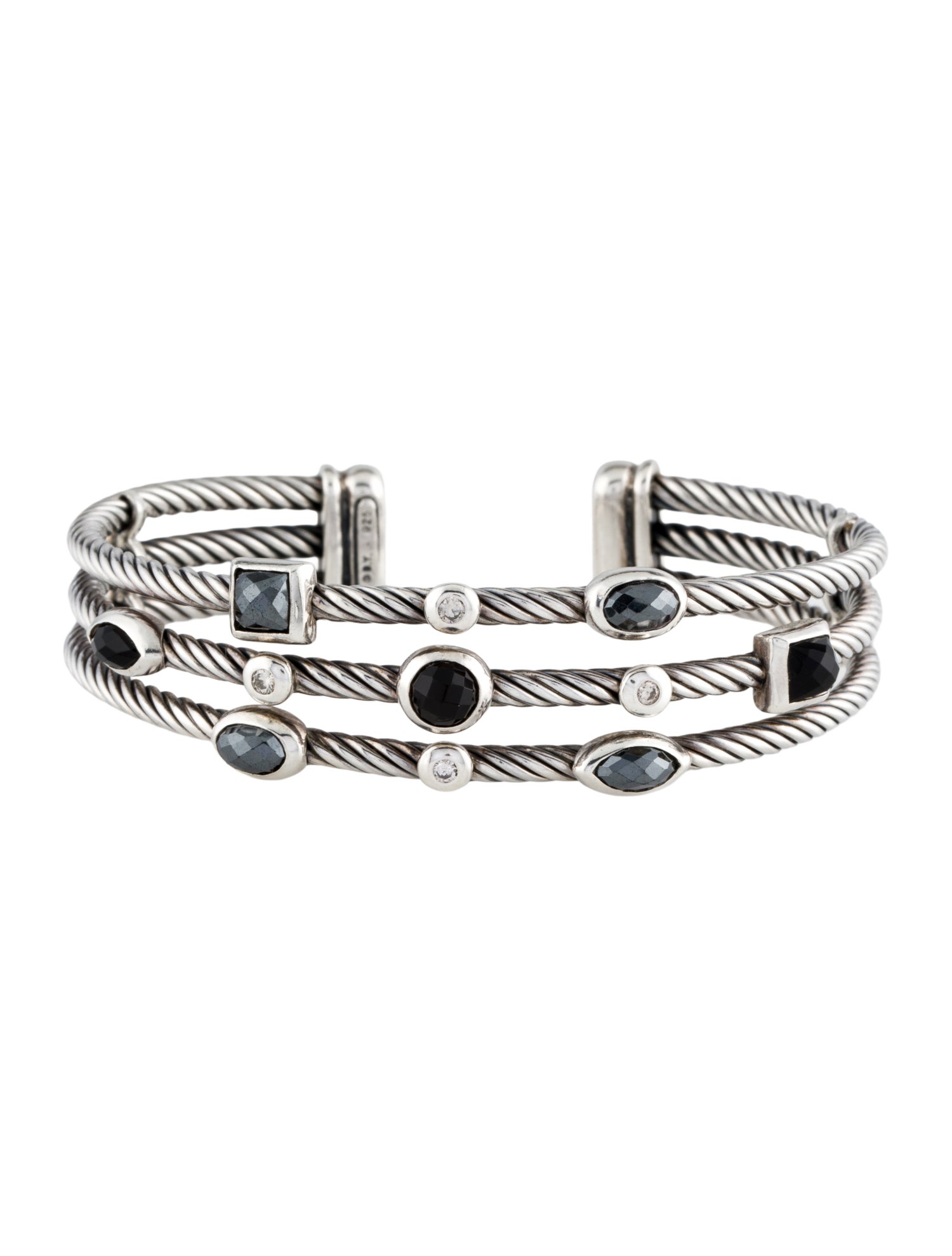 David Yurman Diamond,Onyx & Hematine Three-Row Confetti Bracelet