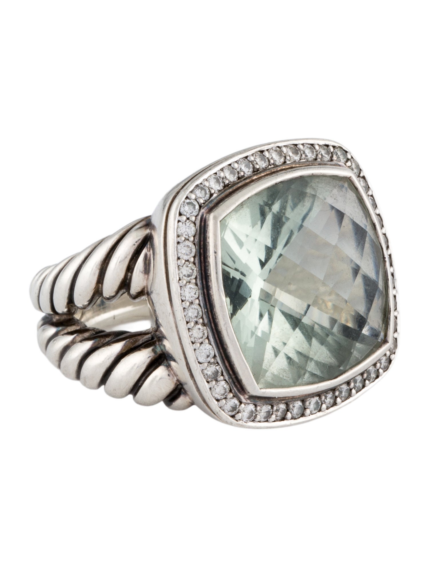 David Yurman Prasiolite & Diamond Albion Ring