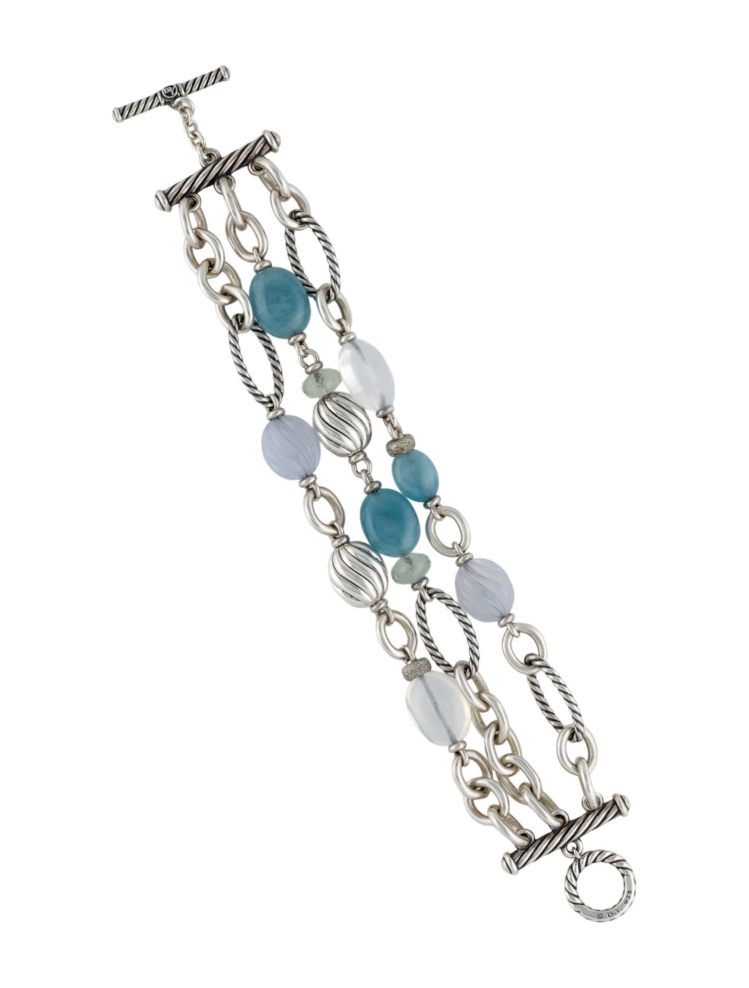 David Yurman Multistone Three Strand Toggle Bracelet
