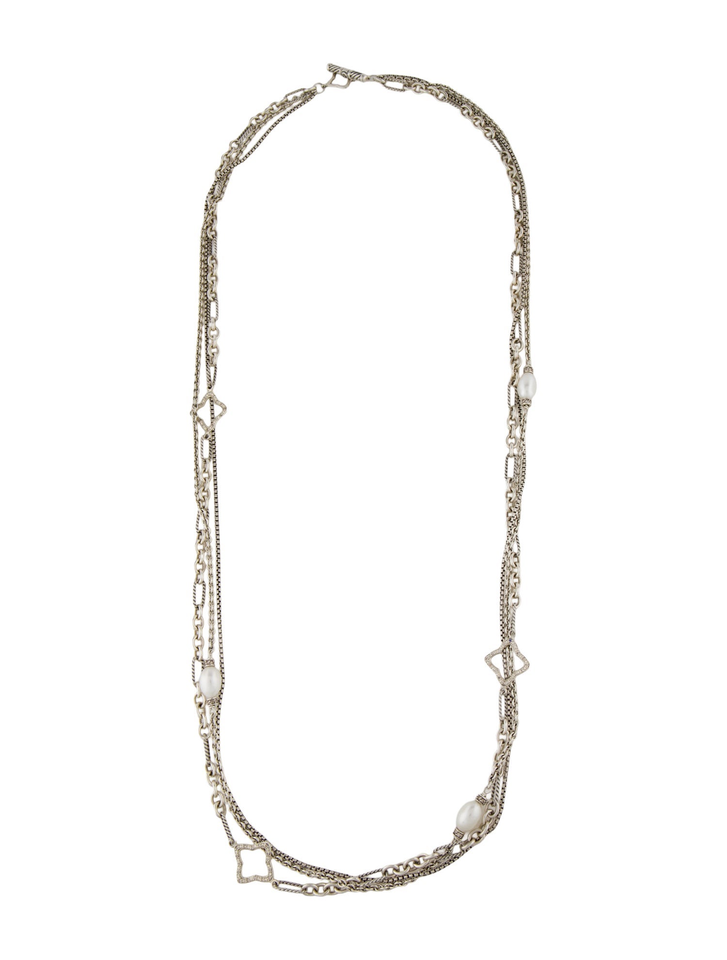 David Yurman Pearl & Diamond Quatrefoil Multistrand Necklace