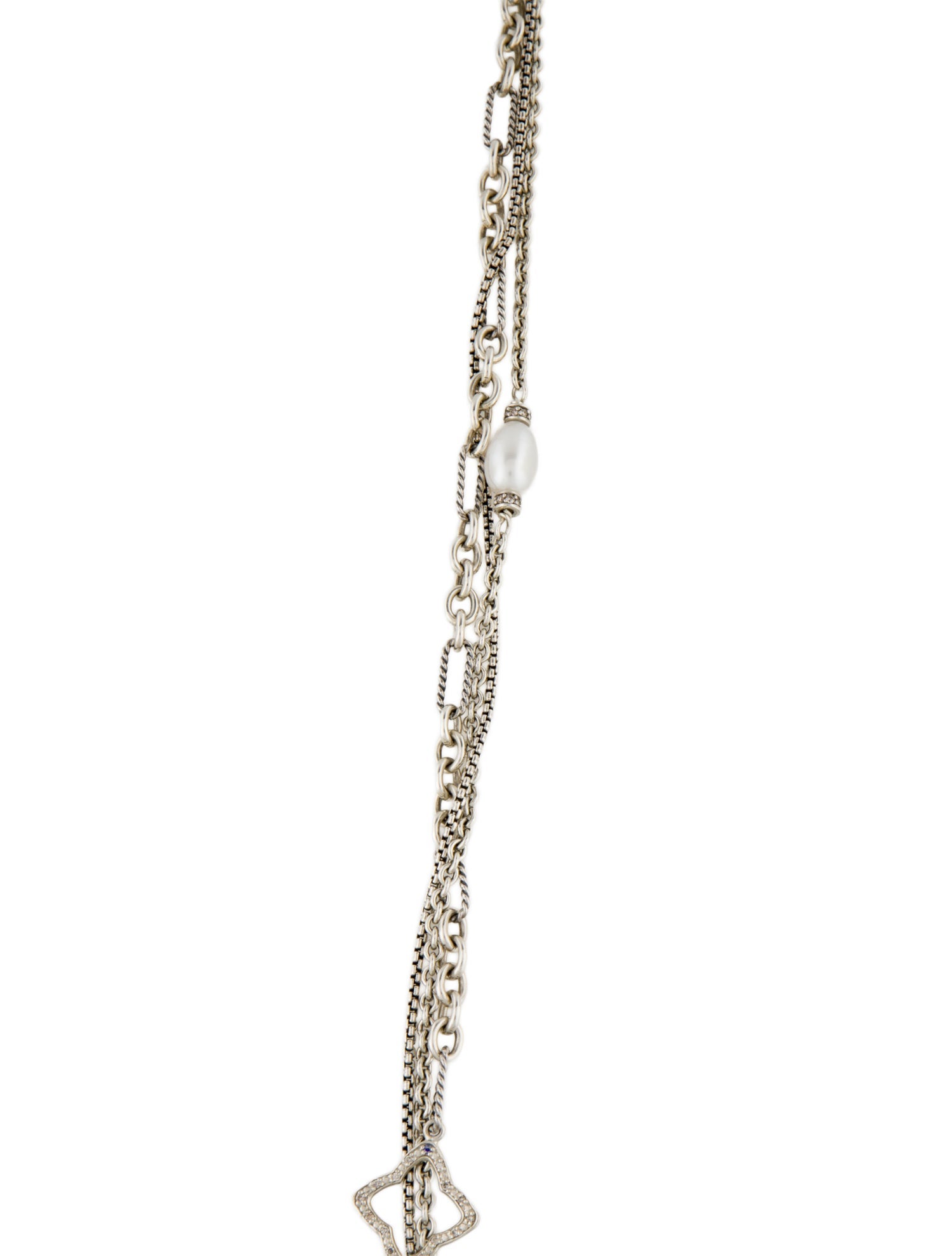 David Yurman Pearl & Diamond Quatrefoil Multistrand Necklace