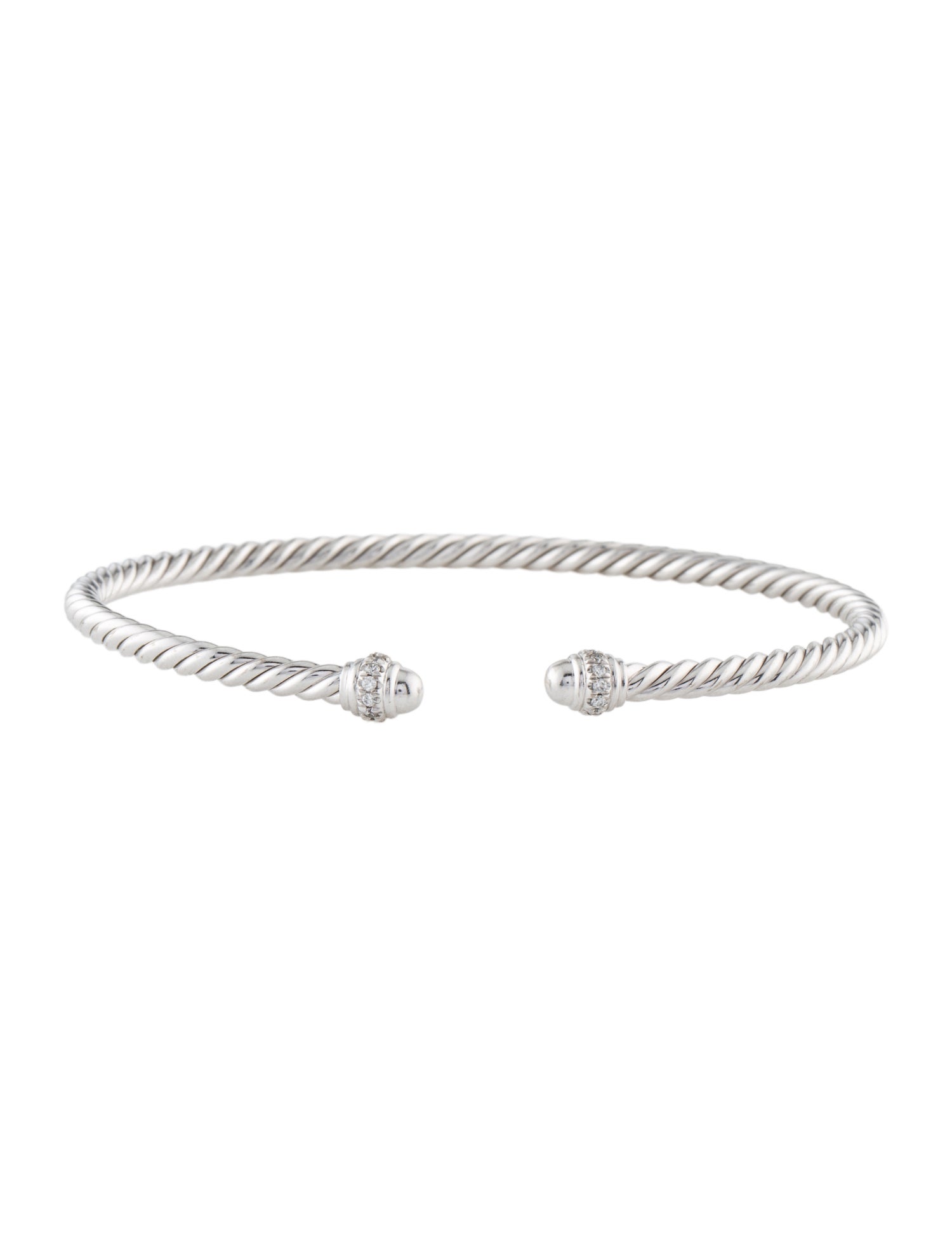 David Yurman 18K Diamond Classic Cablespira Cuff Bracelet