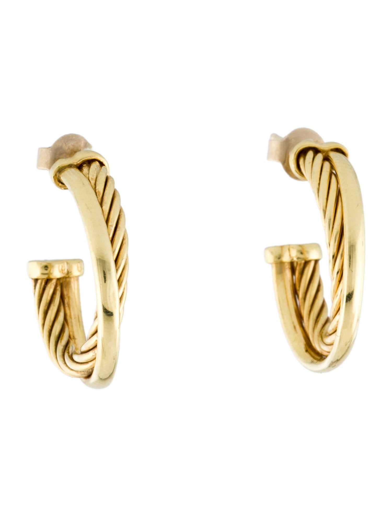 David Yurman 18K Crossover Hoop Earrings